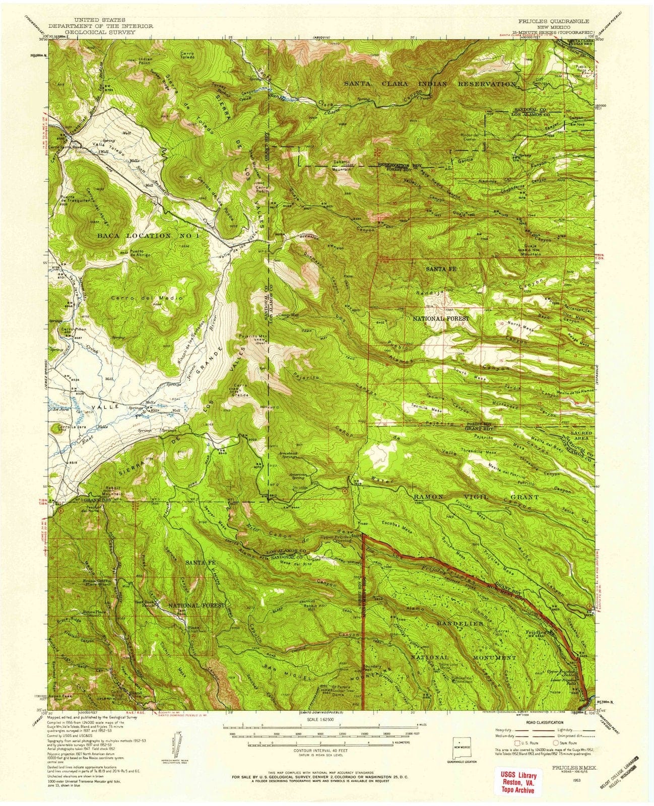 1953 Frijoles, NM - New Mexico - USGS Topographic Map