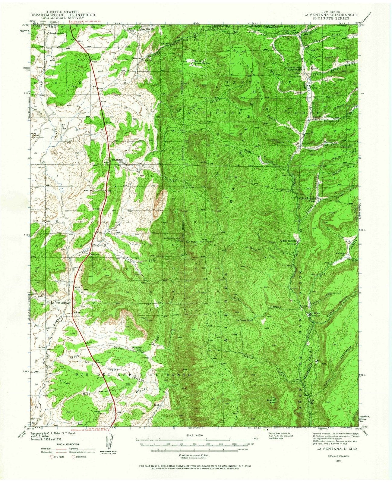 1939 La Ventana, NM - New Mexico - USGS Topographic Map