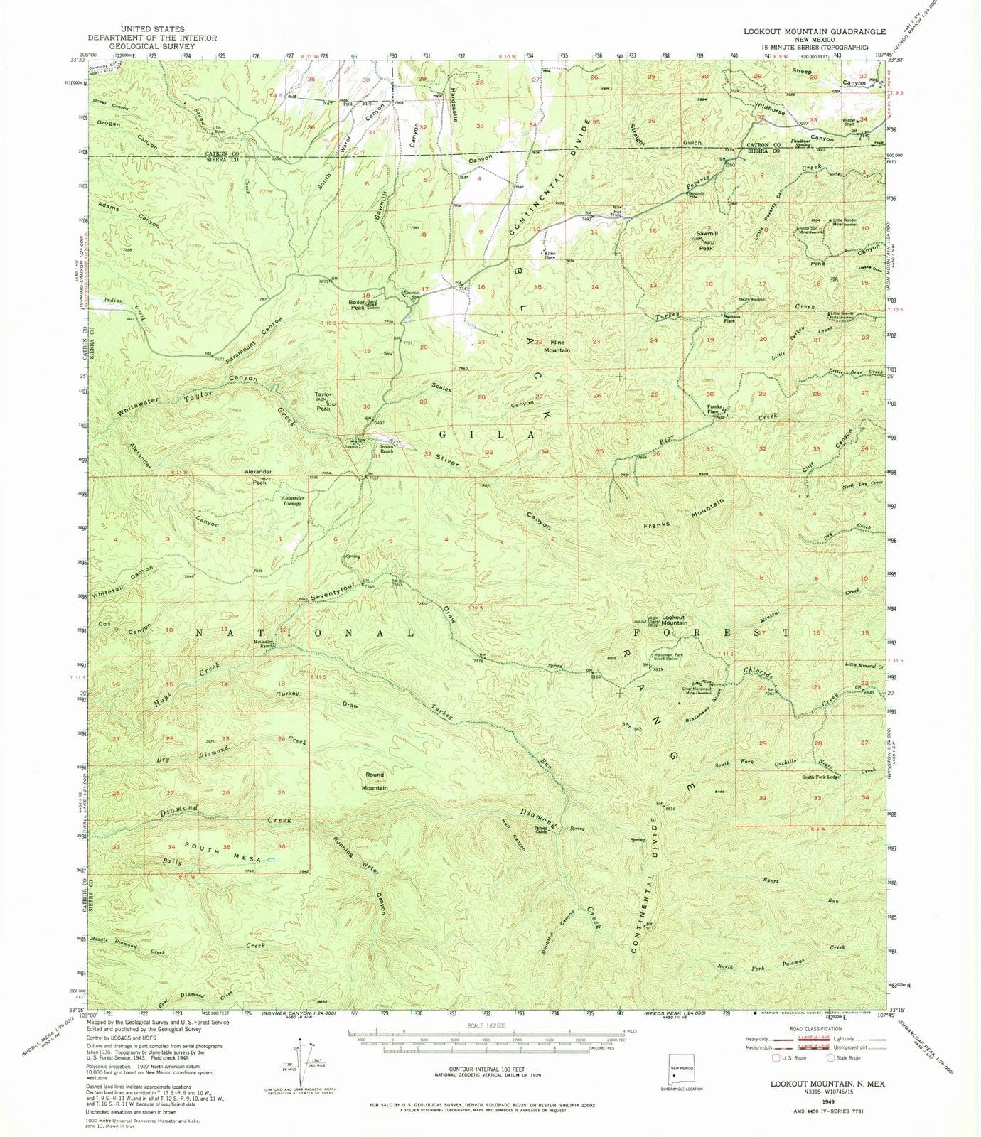 1949 Lookout Mountain, NM - New Mexico - USGS Topographic Map
