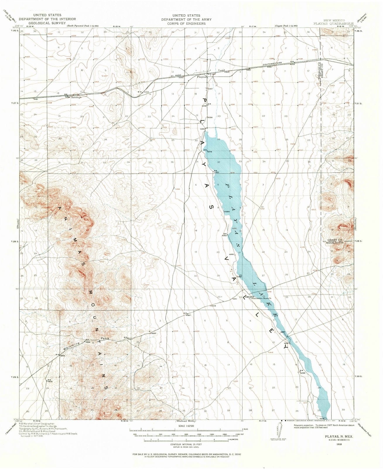 1918 Playas, NM - New Mexico - USGS Topographic Map