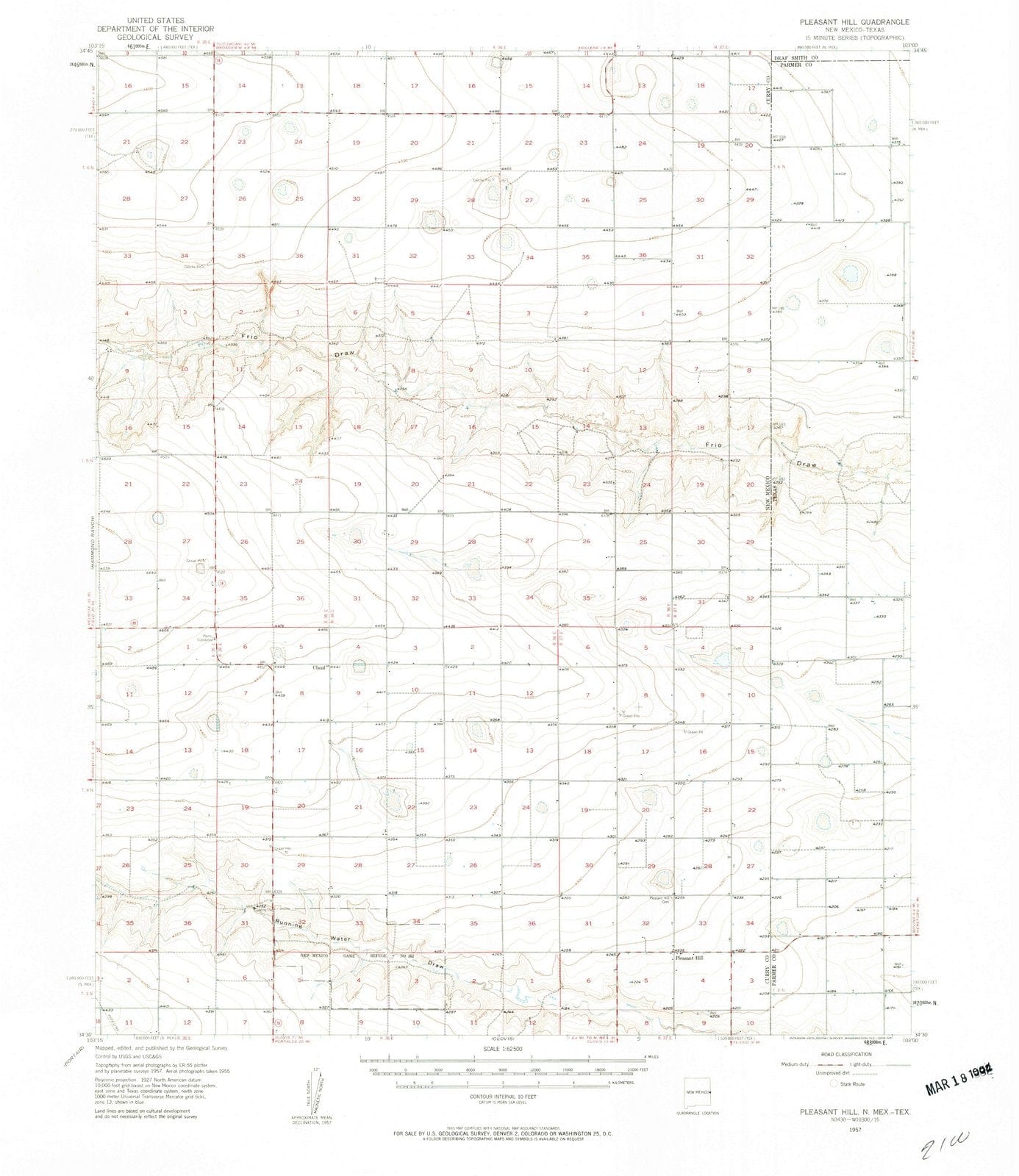 1957 Pleasant Hill, NM - New Mexico - USGS Topographic Map