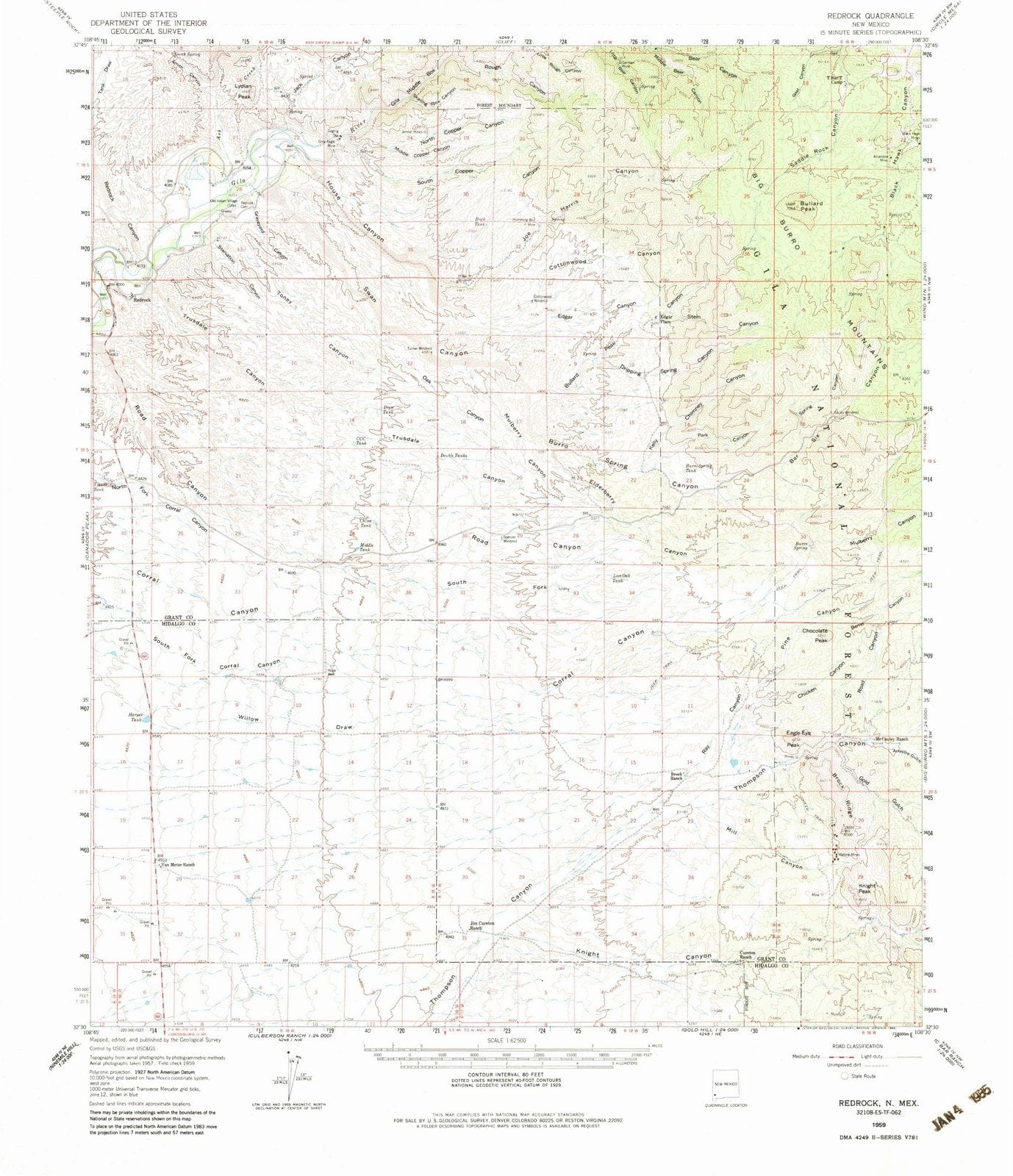 1959 Redrock, NM - New Mexico - USGS Topographic Map