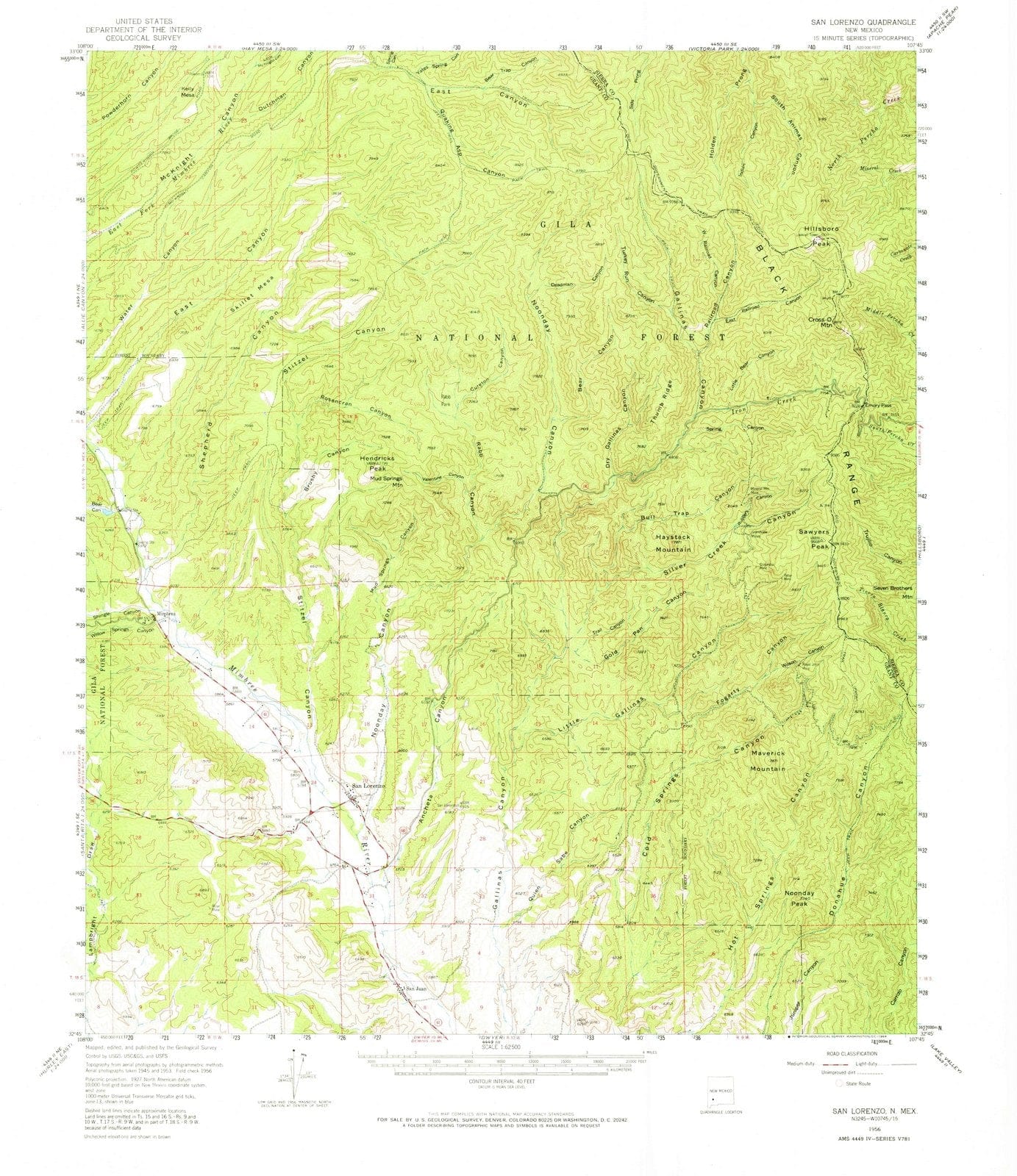 1956 San Lorenzo, NM - New Mexico - USGS Topographic Map