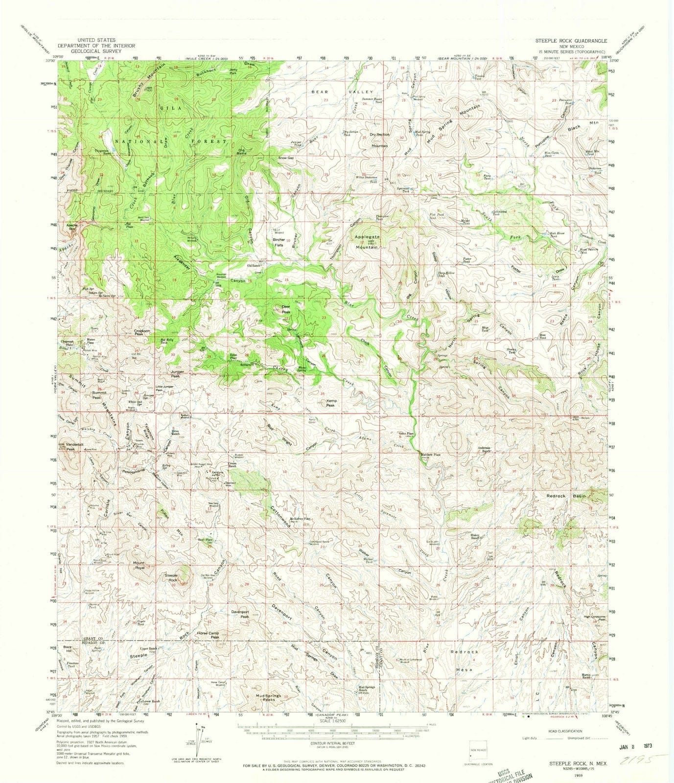 1959 Steeple Rock, NM - New Mexico - USGS Topographic Map