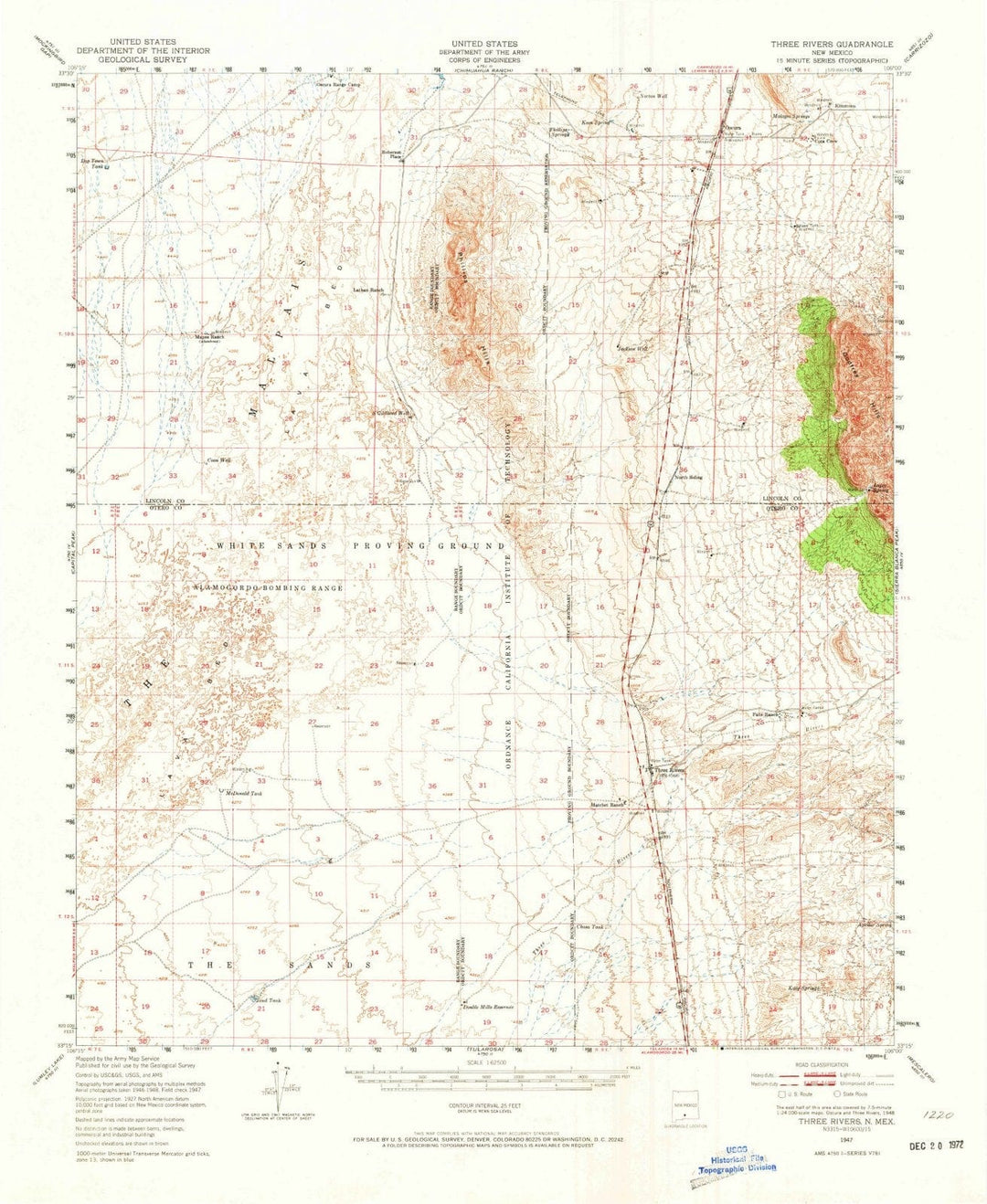 1947 Three Rivers, NM - New Mexico - USGS Topographic Map