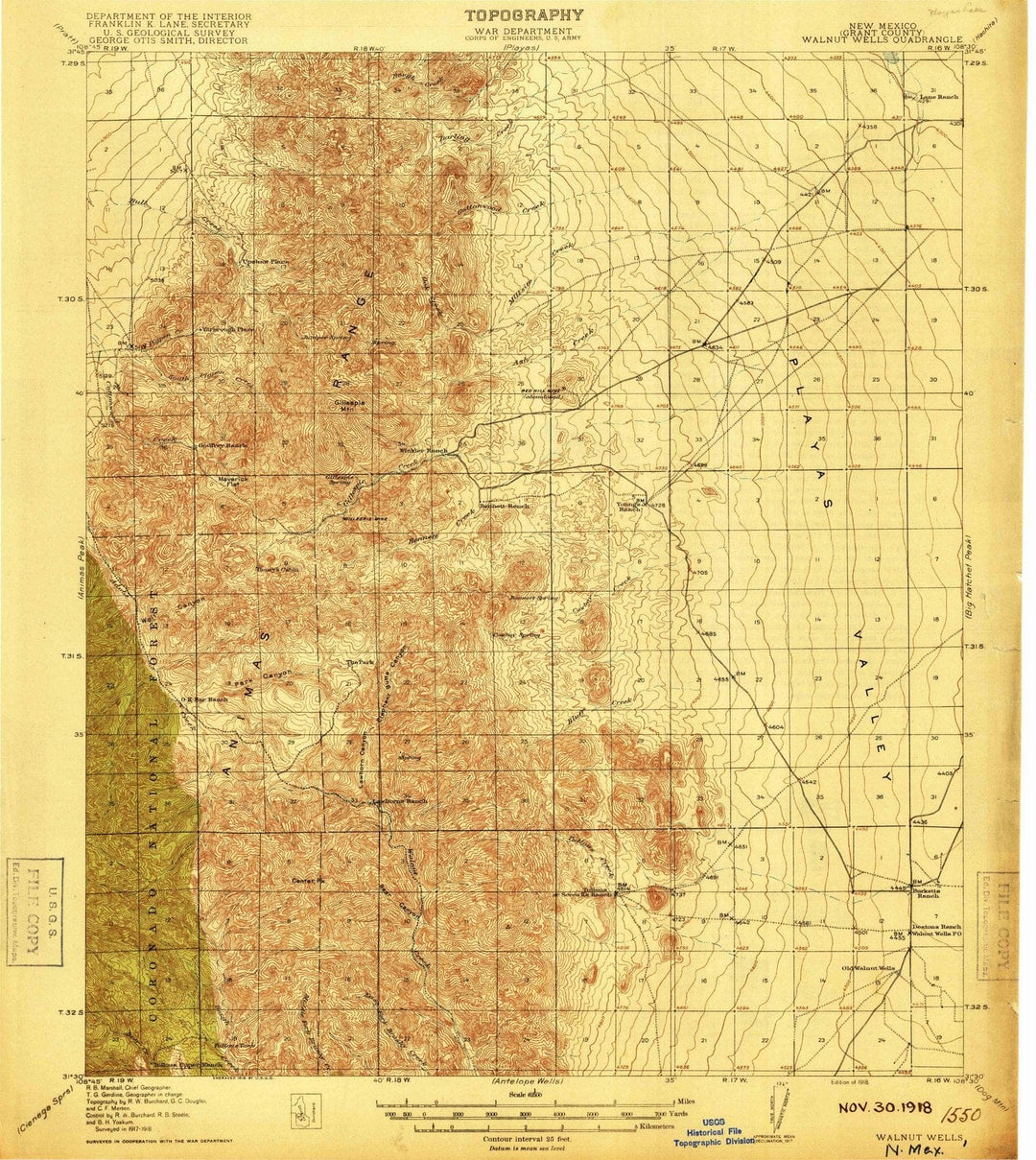 1918 Walnut Wells, NM - New Mexico - USGS Topographic Map