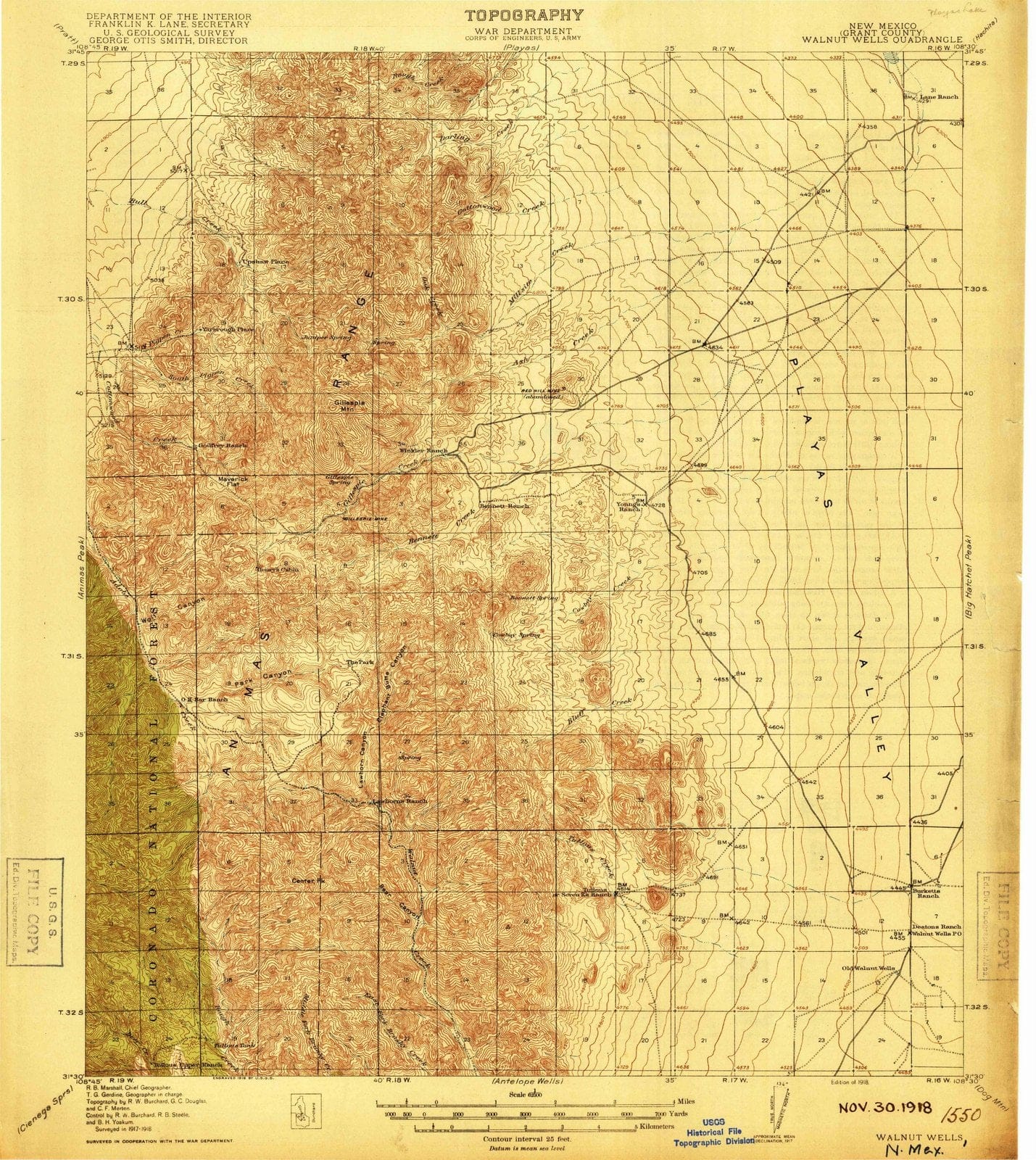1918 Walnut Wells, NM - New Mexico - USGS Topographic Map