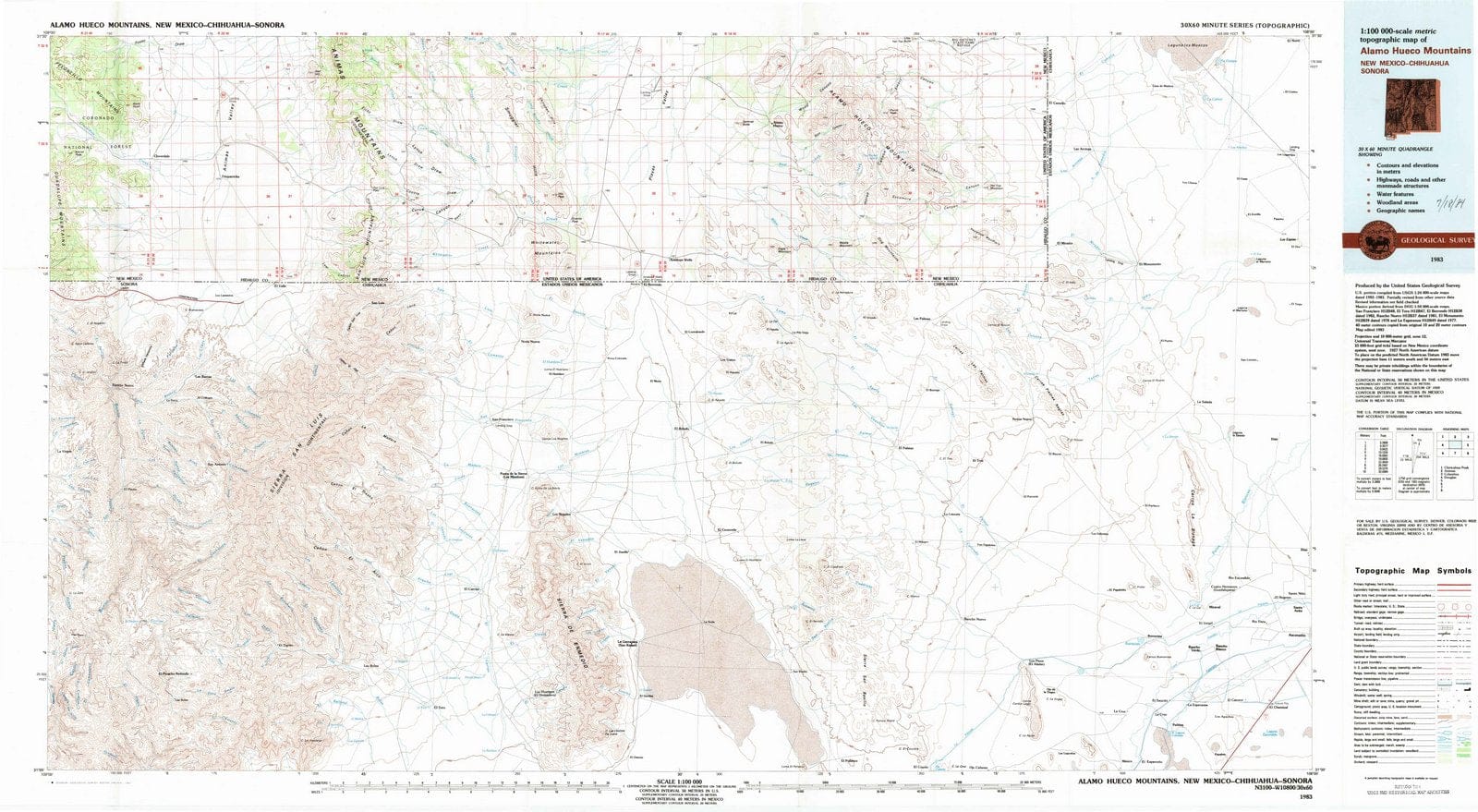 1983 Alamo Hueco Mountains, NM - New Mexico - USGS Topographic Map