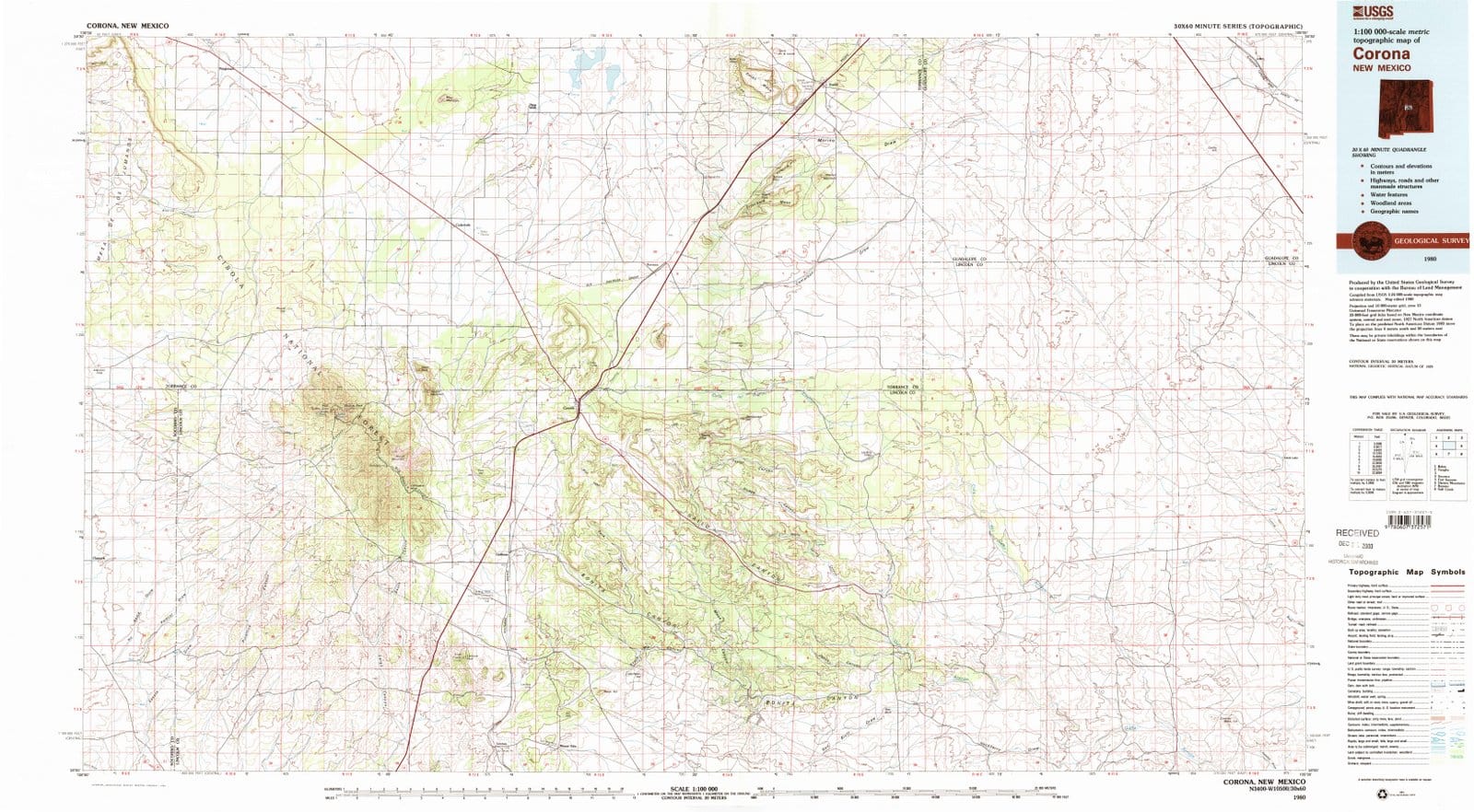1980 Corona, NM - New Mexico - USGS Topographic Map