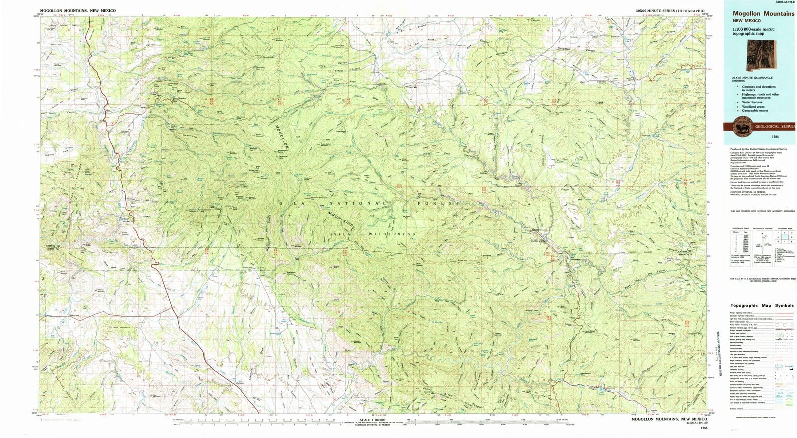 1985 Mogollon Mountains, NM - New Mexico - USGS Topographic Map