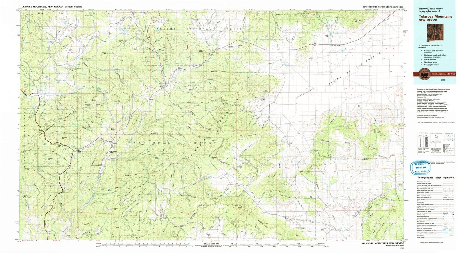 1983 Tularosa Mountains, NM - New Mexico - USGS Topographic Map
