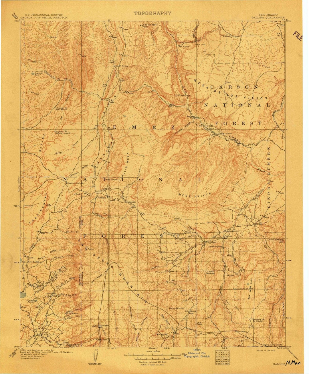 1909 Gallina, NM - New Mexico - USGS Topographic Map