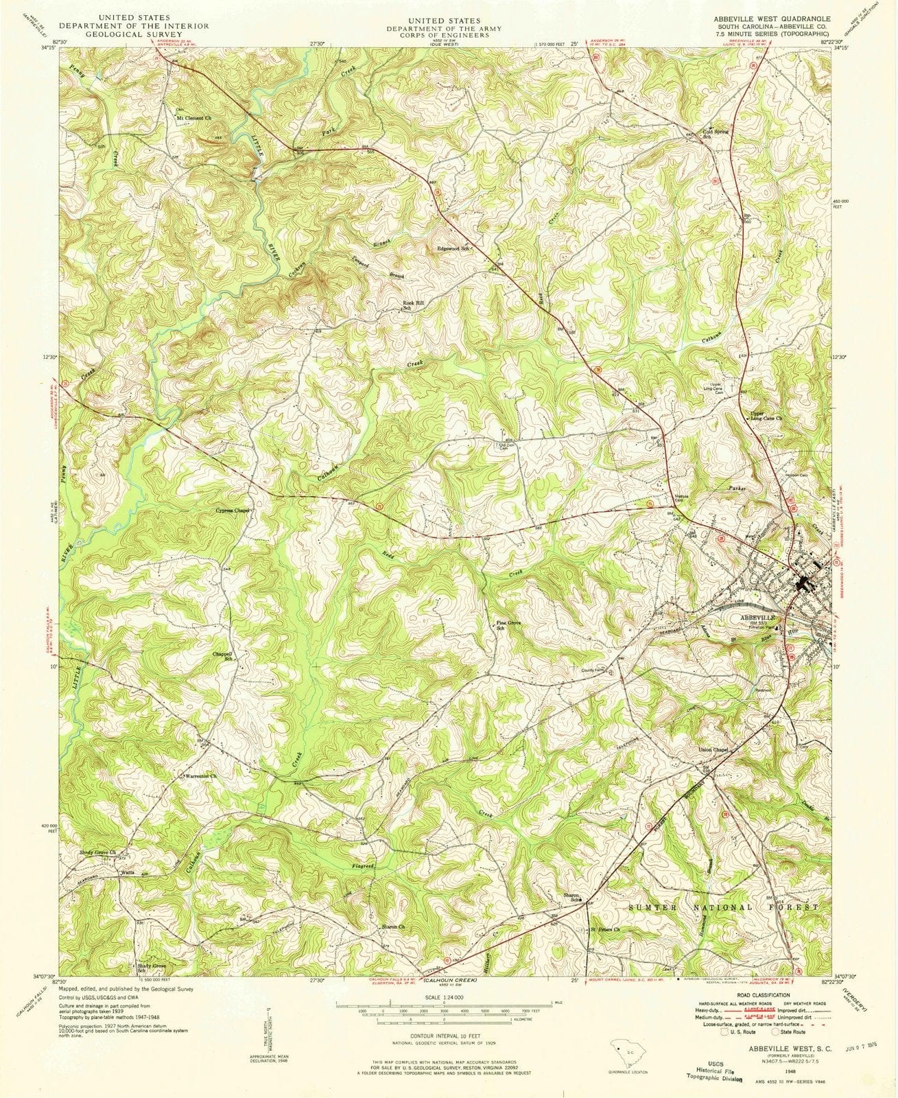 1948 Abbeville West, SC - South Carolina - USGS Topographic Map