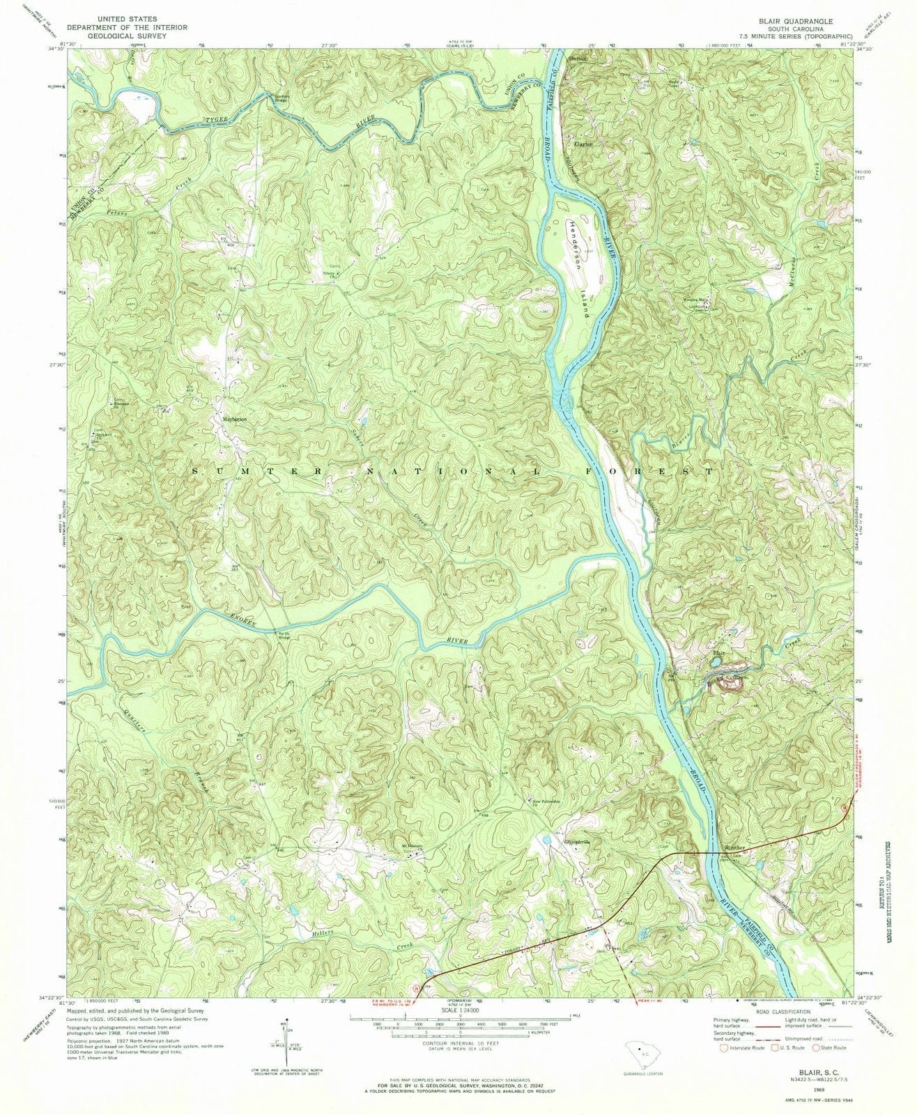 1969 Blair, SC - South Carolina - USGS Topographic Map