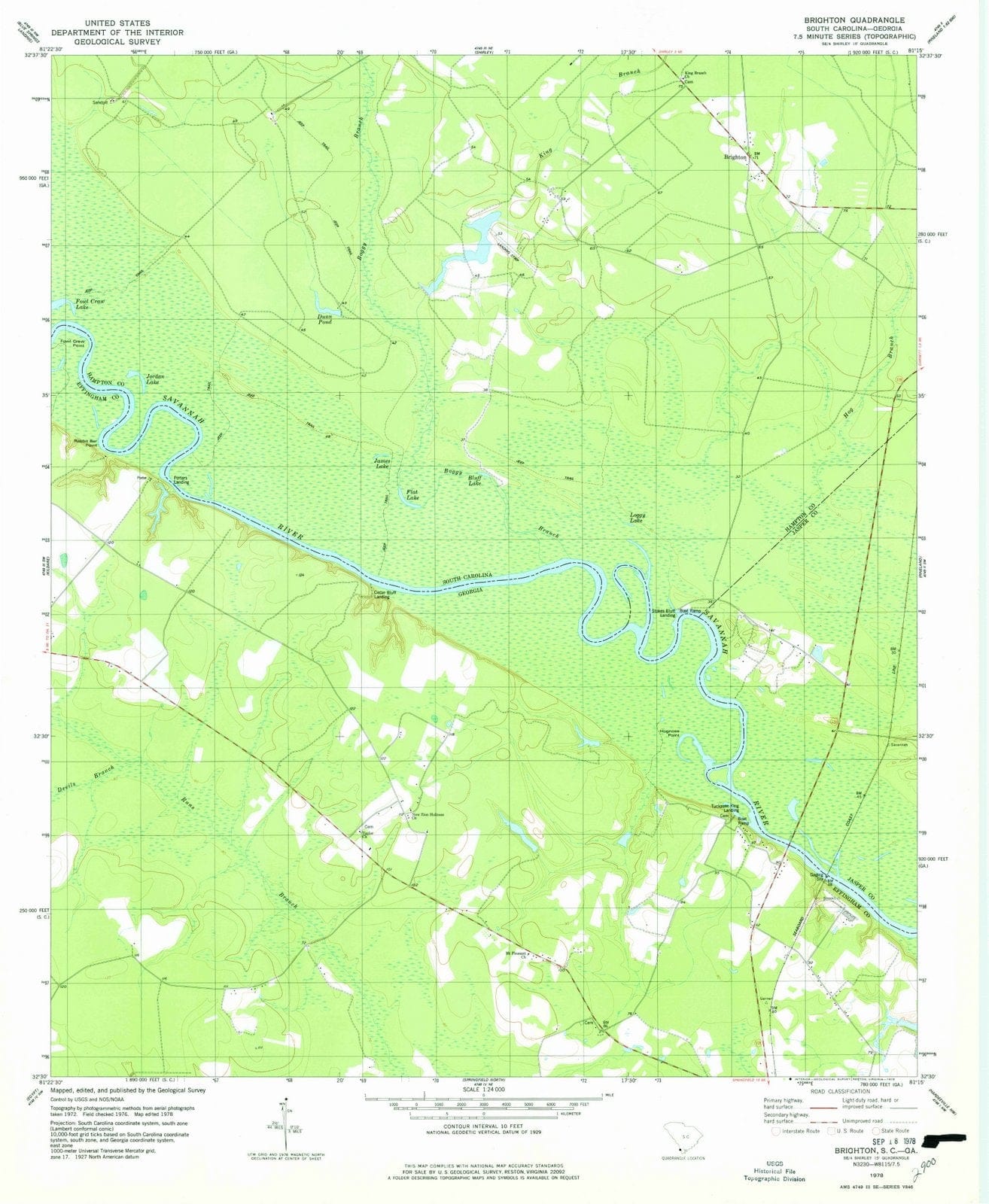 1978 Brighton, SC - South Carolina - USGS Topographic Map