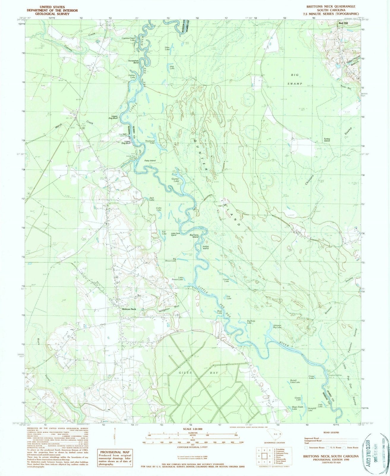 1990 Brittonsck, SC - South Carolina - USGS Topographic Map
