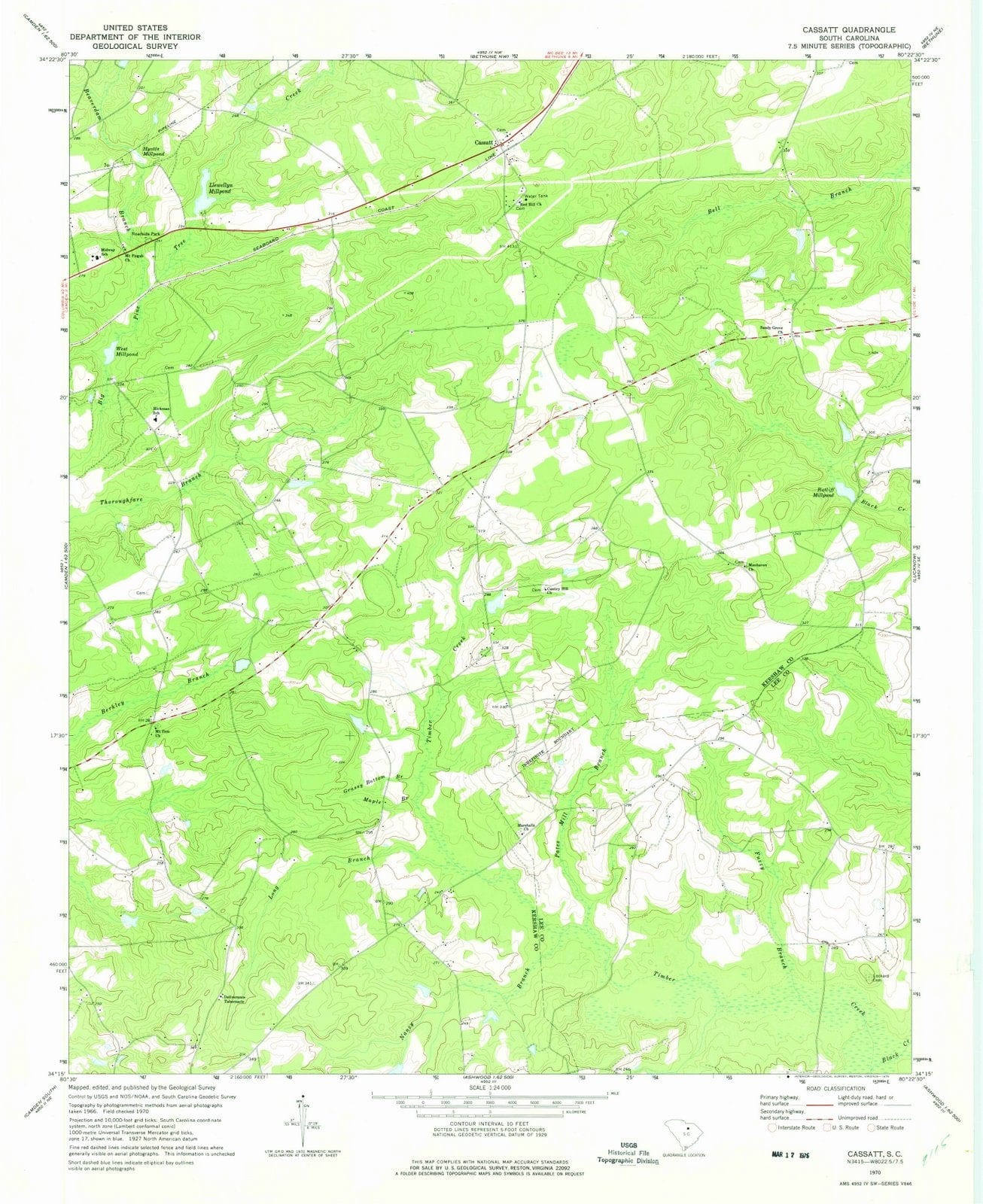 1970 Cassatt, SC - South Carolina - USGS Topographic Map