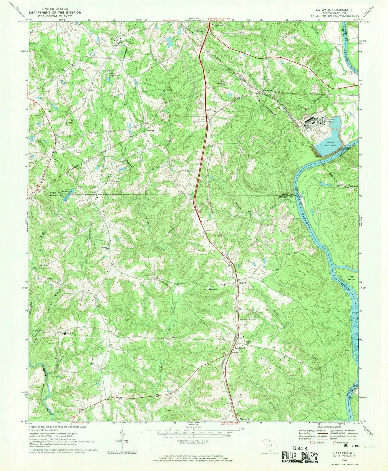 1968 Catawba, SC - South Carolina - USGS Topographic Map v2