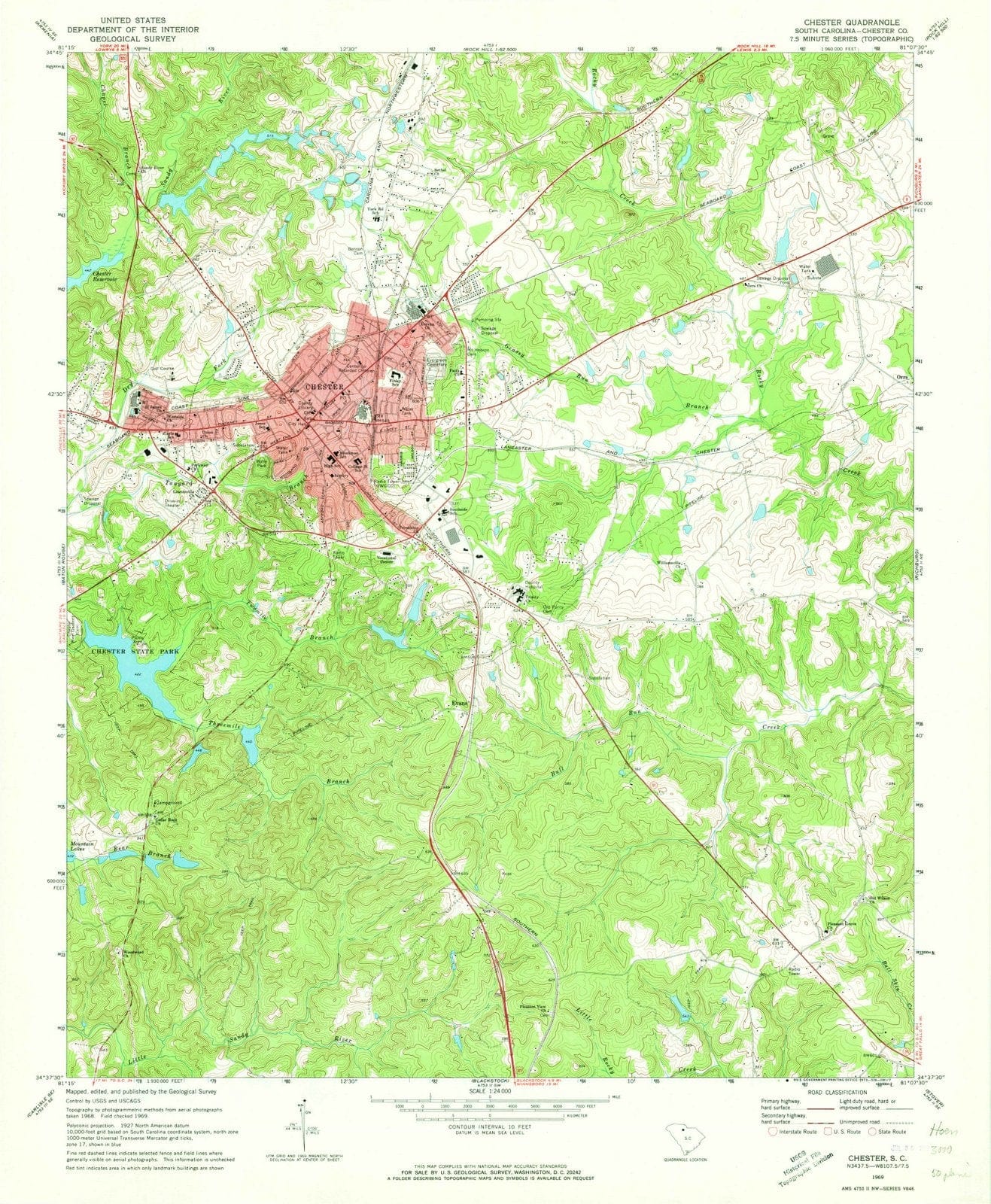 1969 Chester, SC - South Carolina - USGS Topographic Map