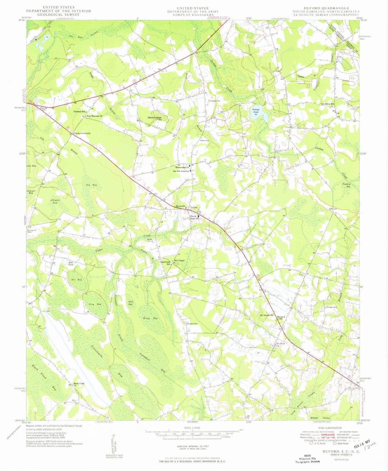 1949 Duford, SC - South Carolina - USGS Topographic Map