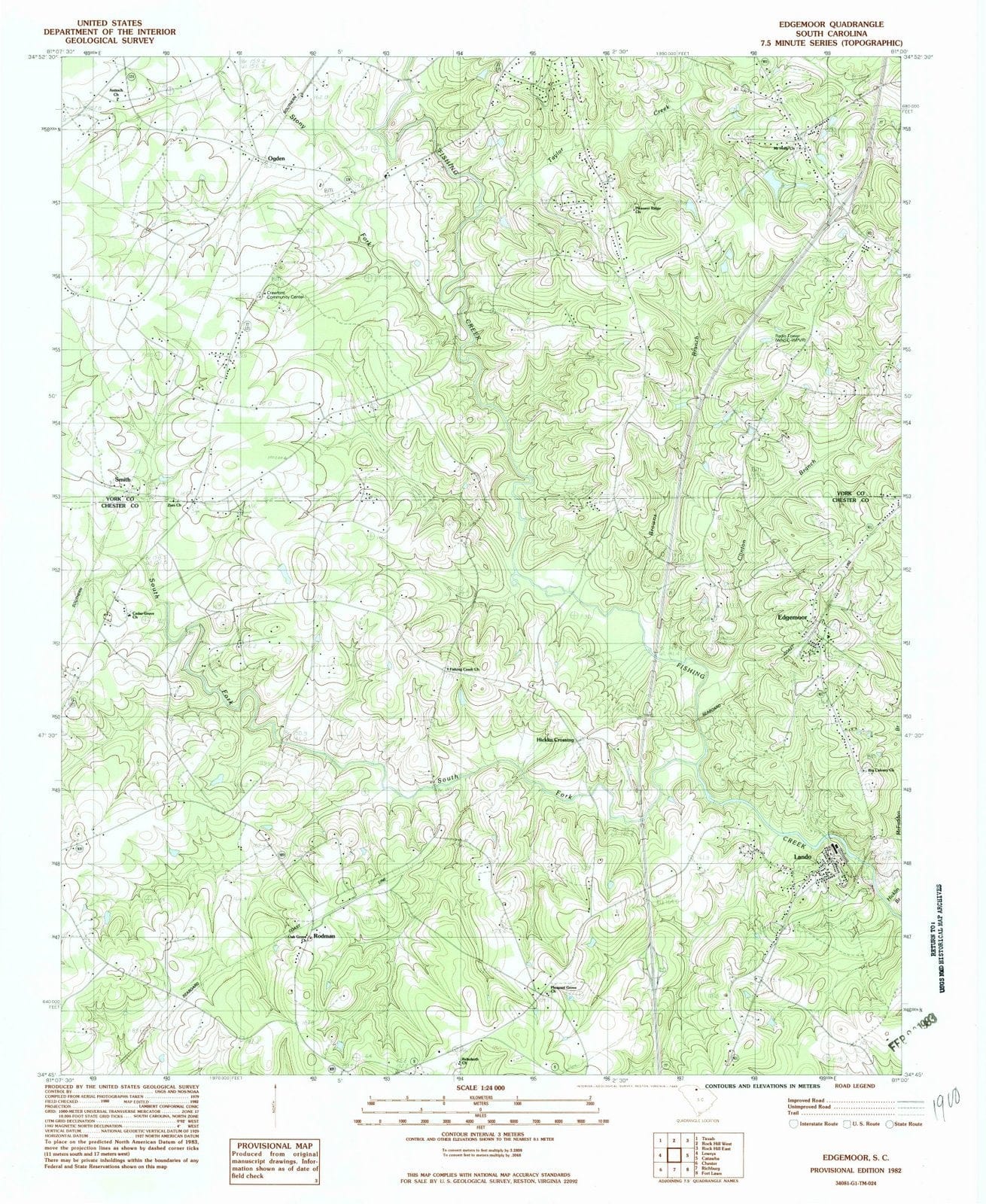 1982 Edgemoor, SC - South Carolina - USGS Topographic Map