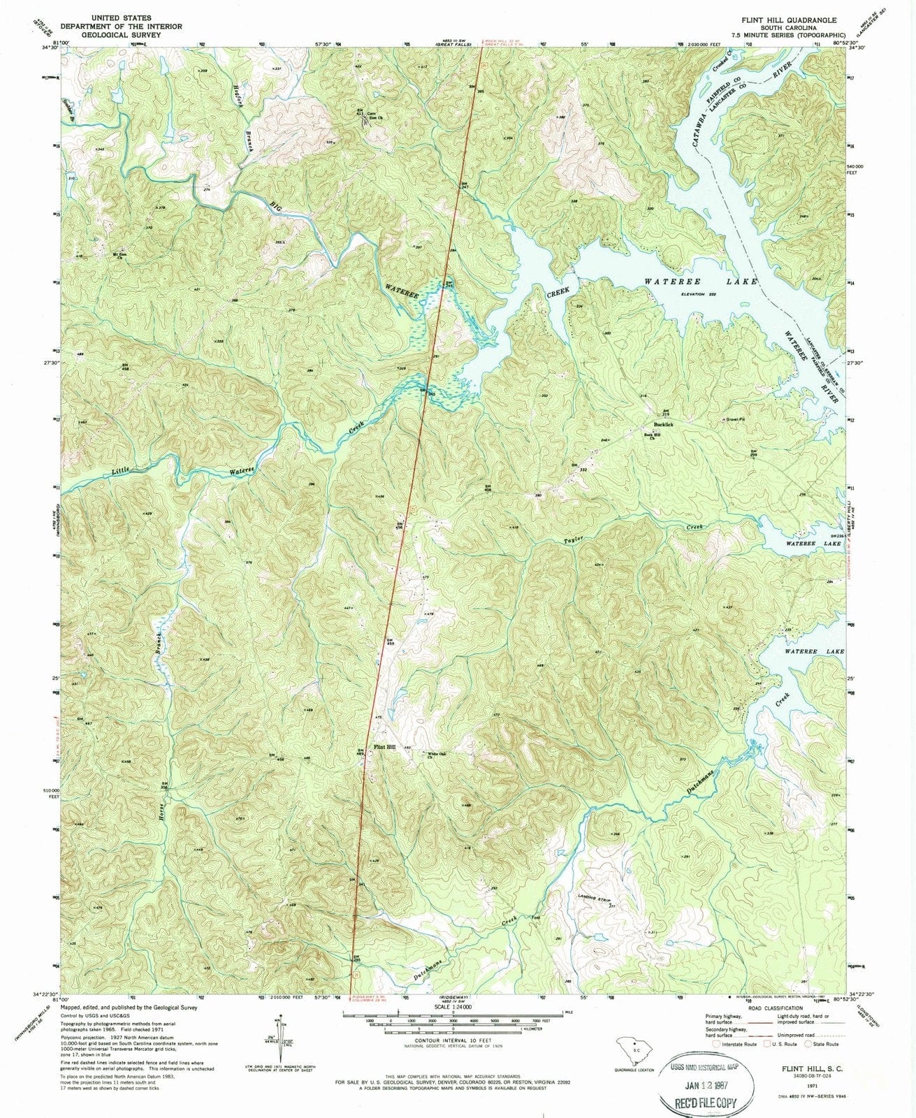 1971 Flint Hill, SC - South Carolina - USGS Topographic Map