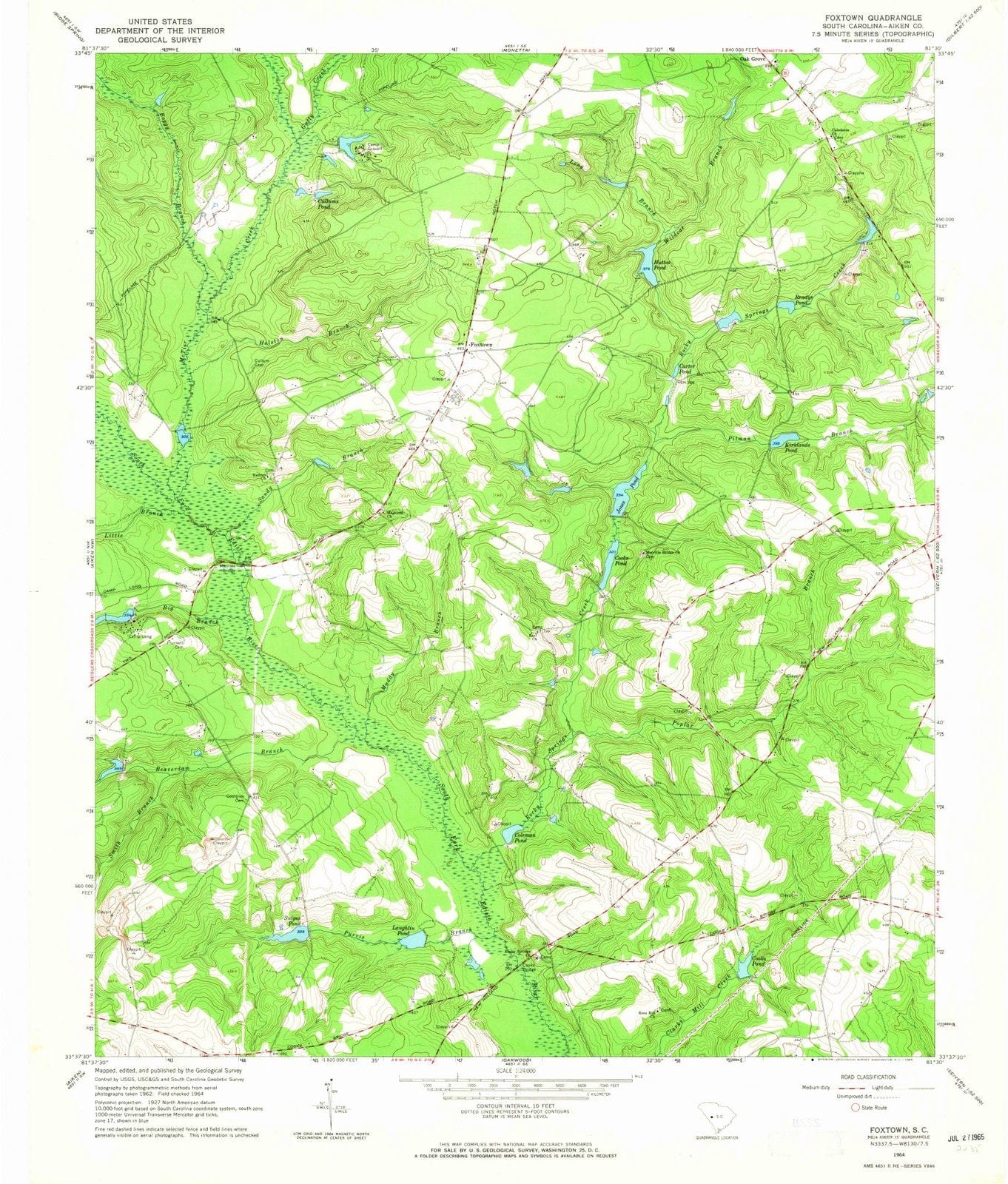 1964 Foxtown, SC - South Carolina - USGS Topographic Map