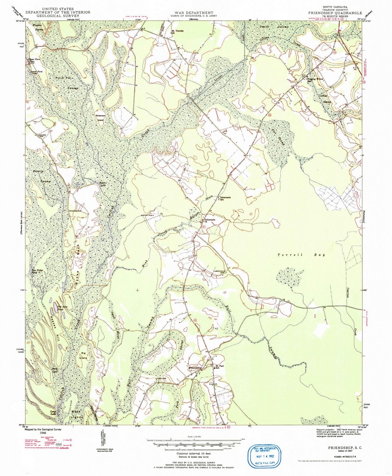 1947 Friendship, SC - South Carolina - USGS Topographic Map