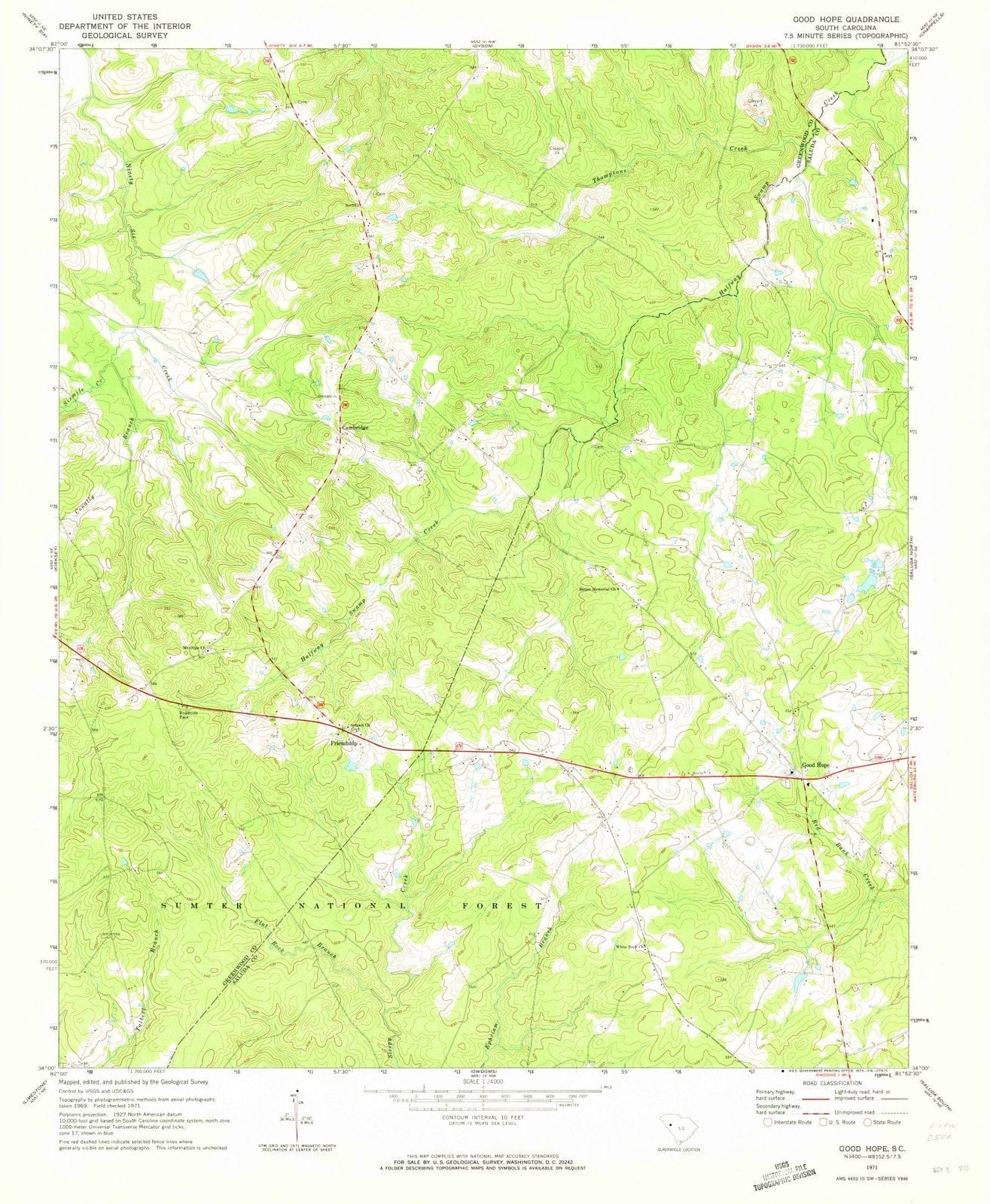 1971 Good Hope, SC - South Carolina - USGS Topographic Map