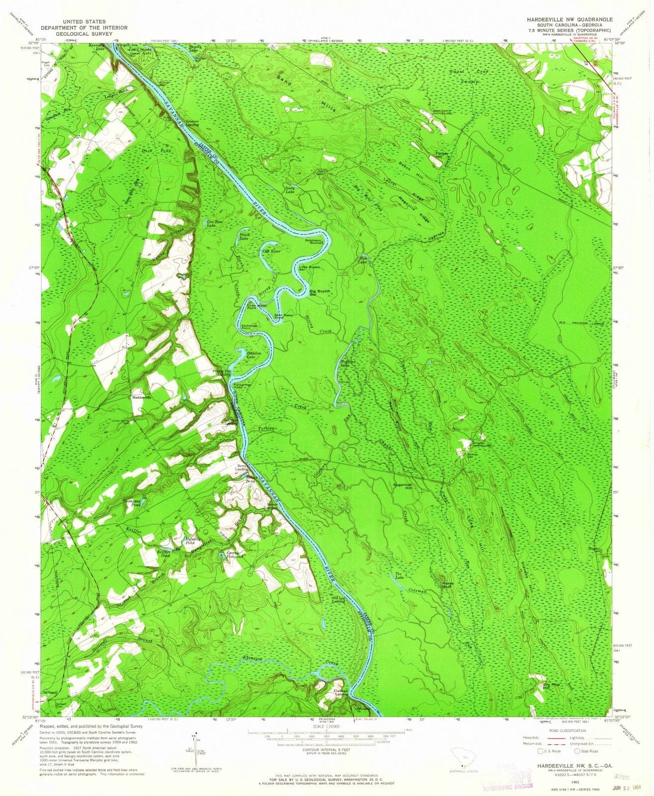 1962 Hardeeville, SC - South Carolina - USGS Topographic Map