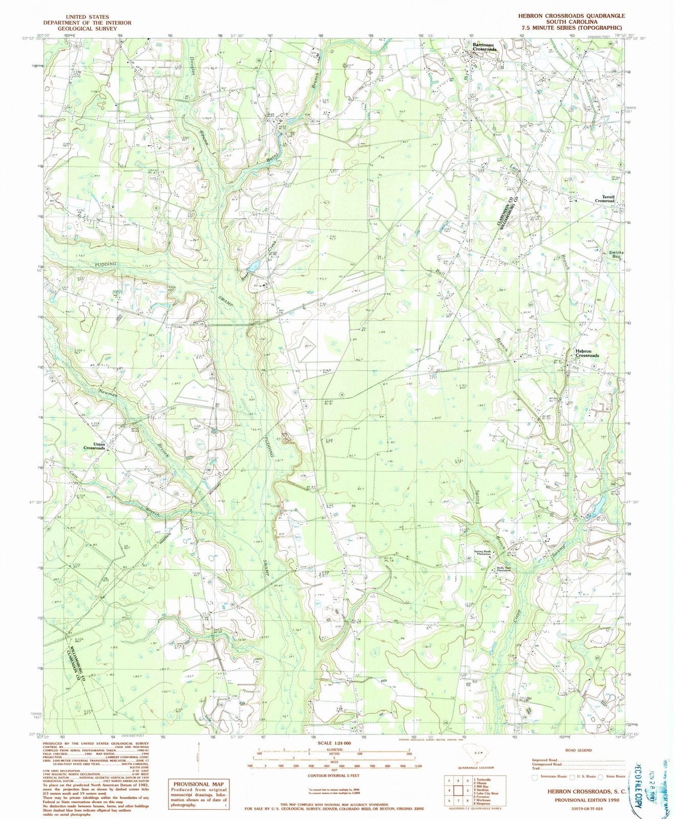 1990 Hebron Crossroads, SC - South Carolina - USGS Topographic Map