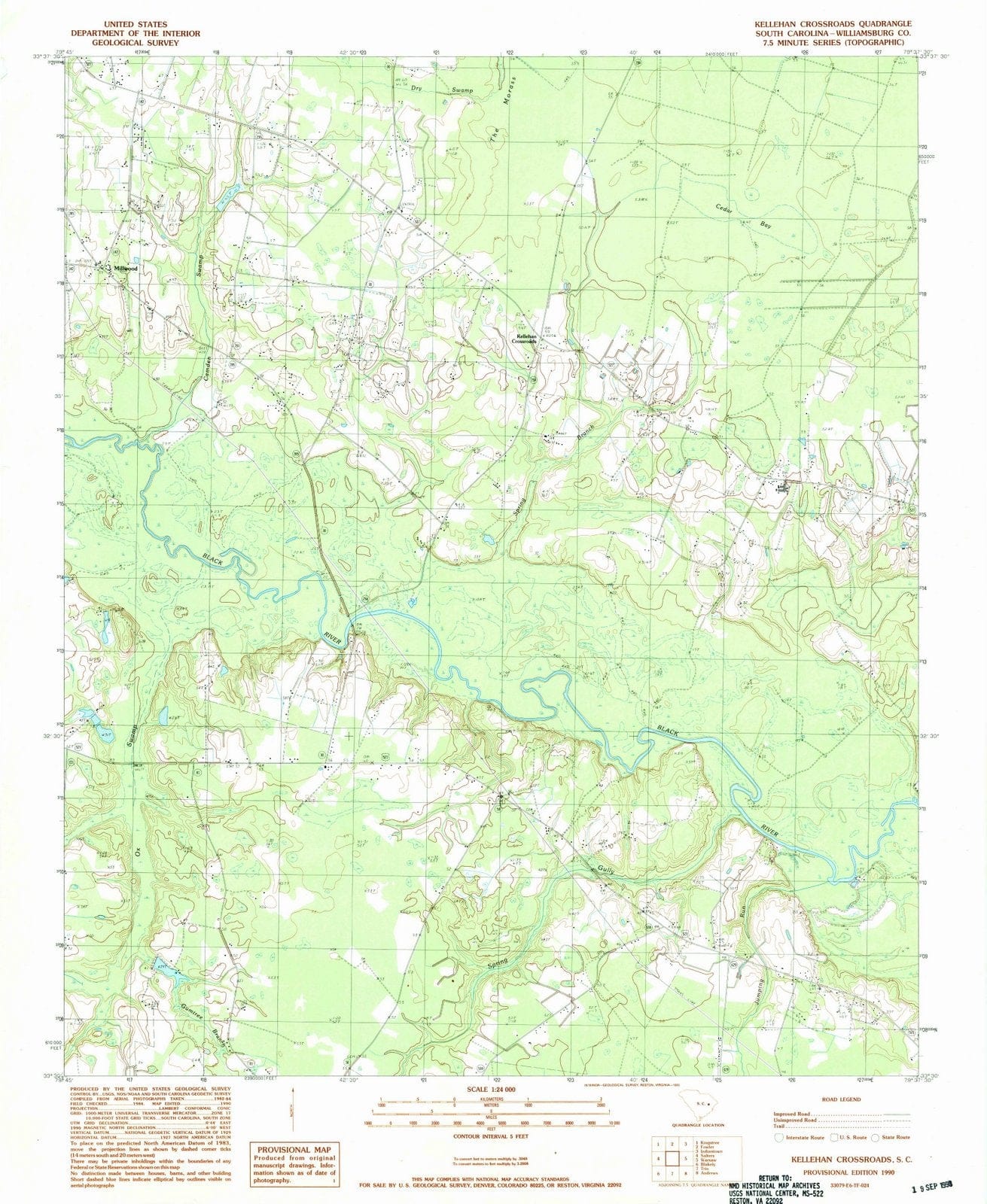 1990 Kellehan Crossroads, SC - South Carolina - USGS Topographic Map