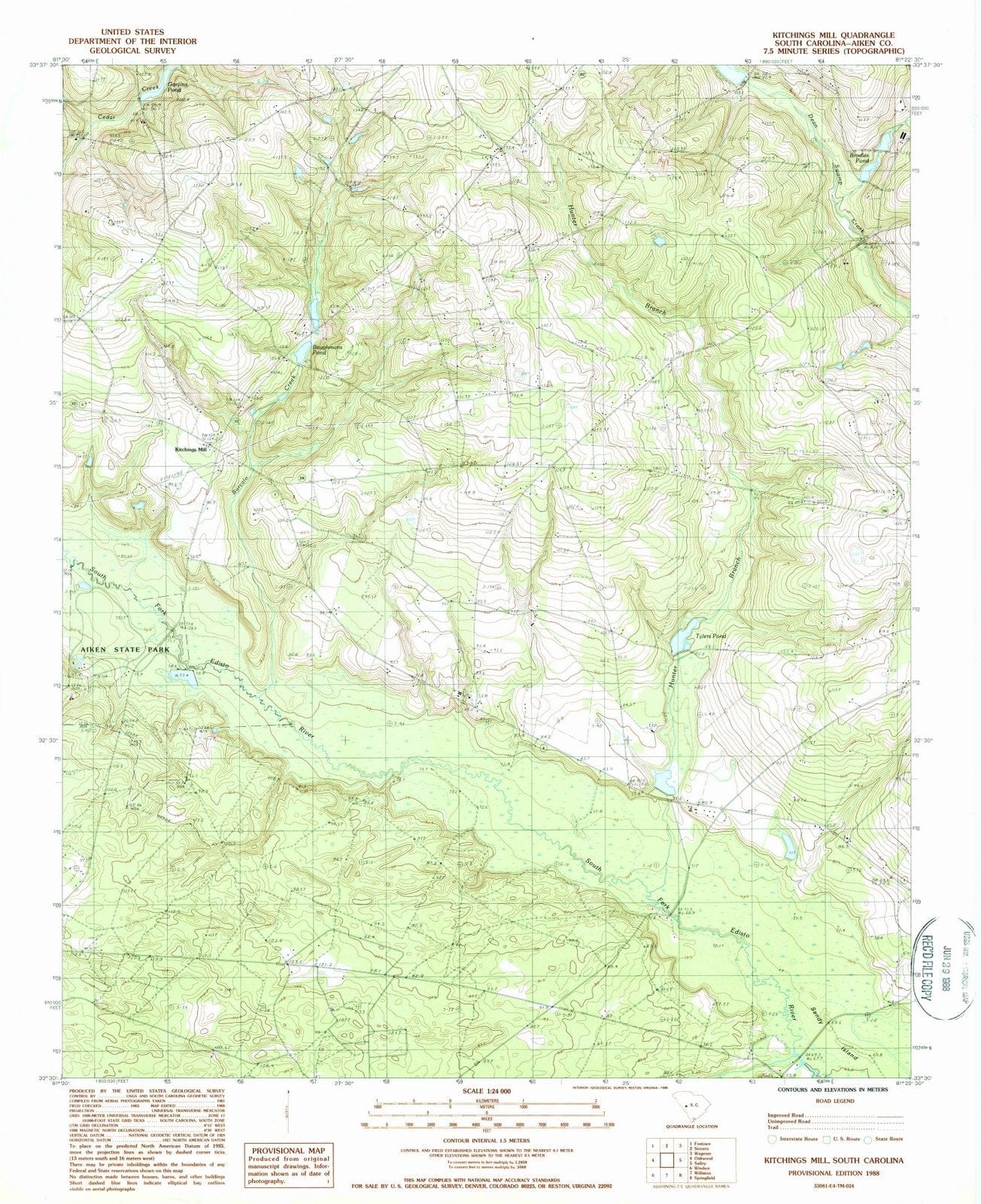 1988 Kitchings Mill, SC - South Carolina - USGS Topographic Map