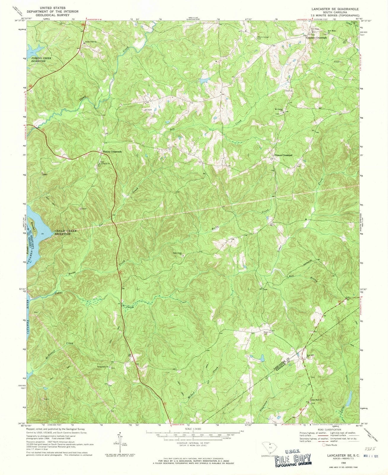 1968 Lancaster, SC - South Carolina - USGS Topographic Map