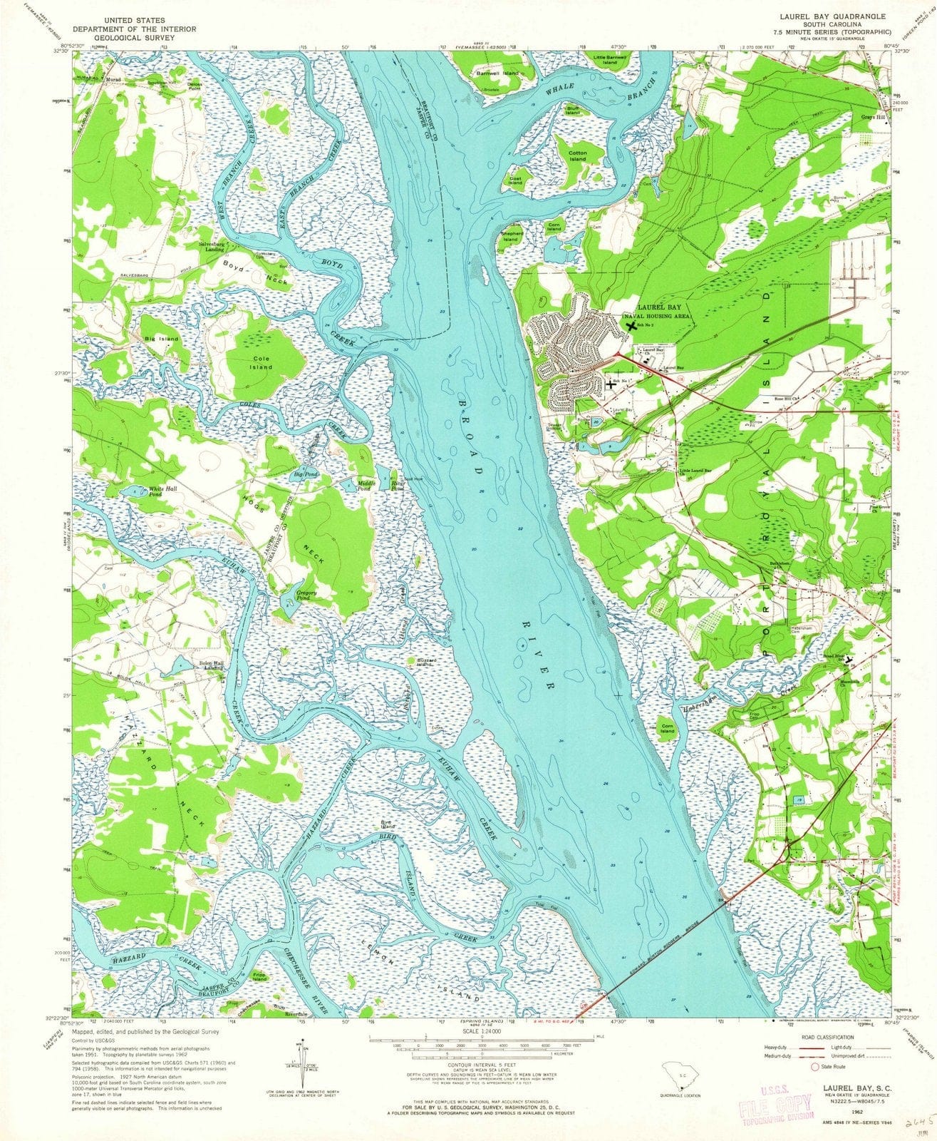 1962 Laurel Bay, SC - South Carolina - USGS Topographic Map