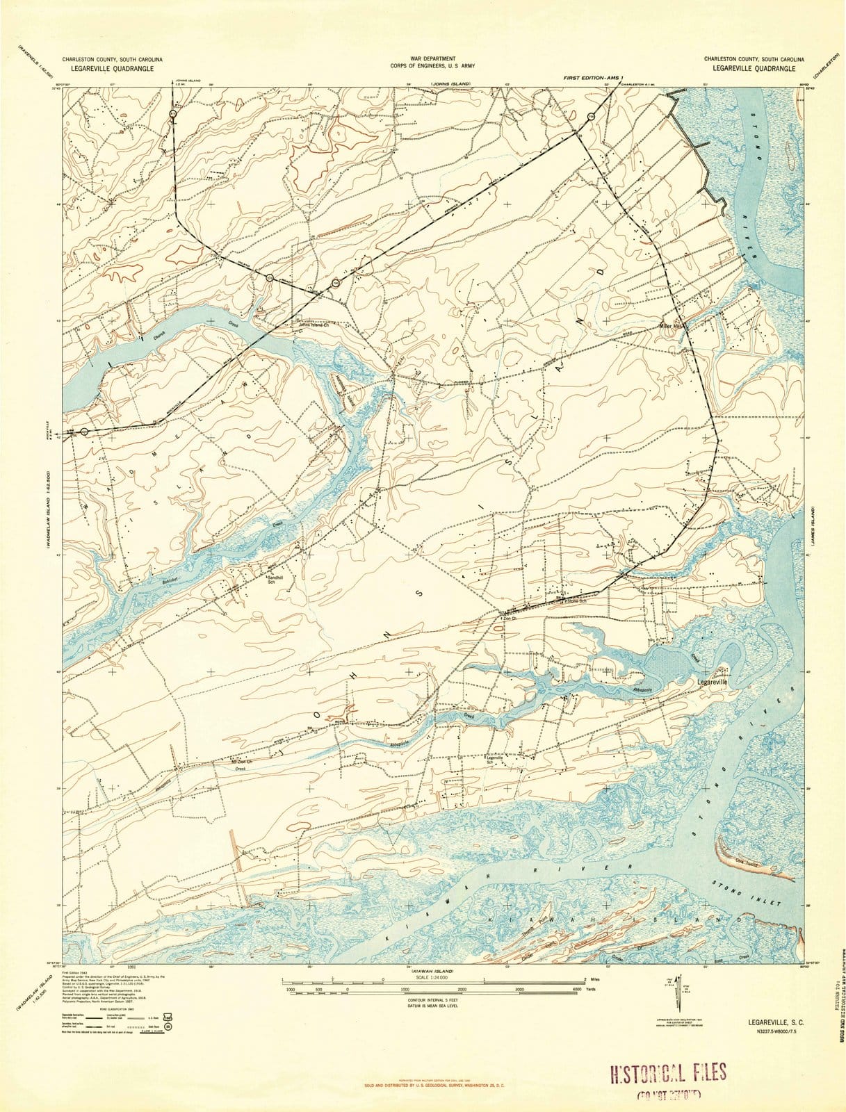 1943 Legareville, SC - South Carolina - USGS Topographic Map