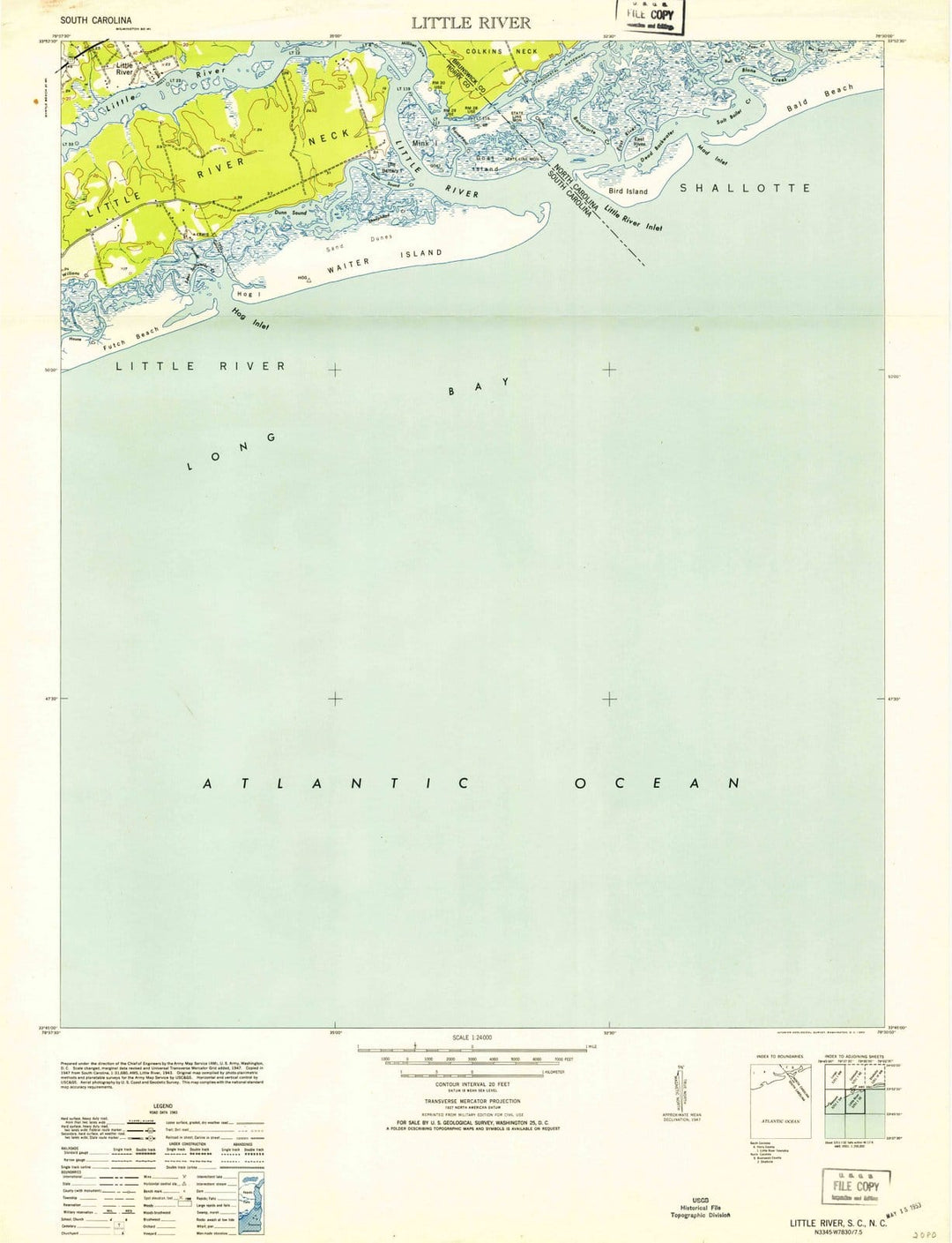 1953 Little River, SC - South Carolina - USGS Topographic Map