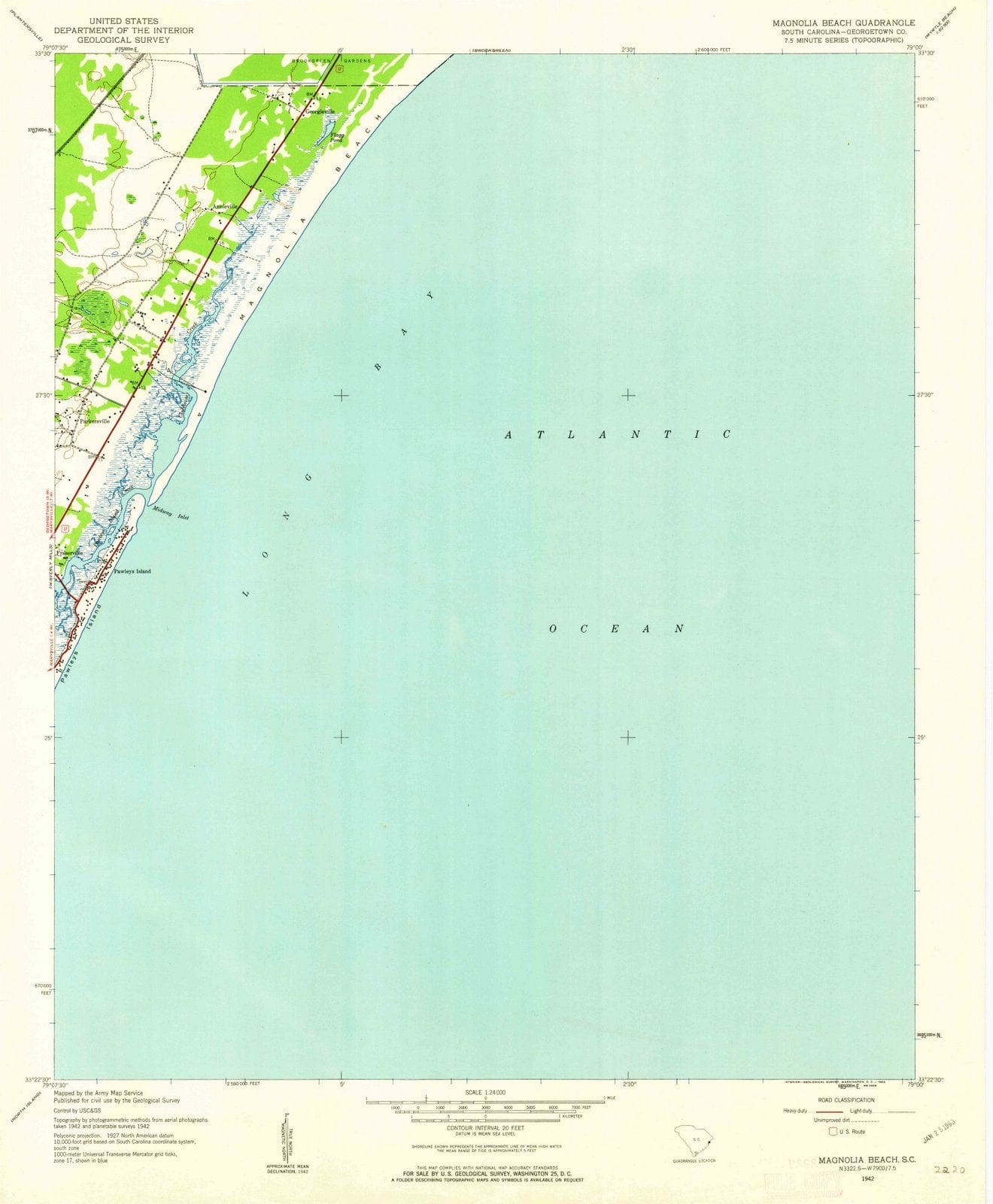 1942 Magnolia Beach, SC - South Carolina - USGS Topographic Map