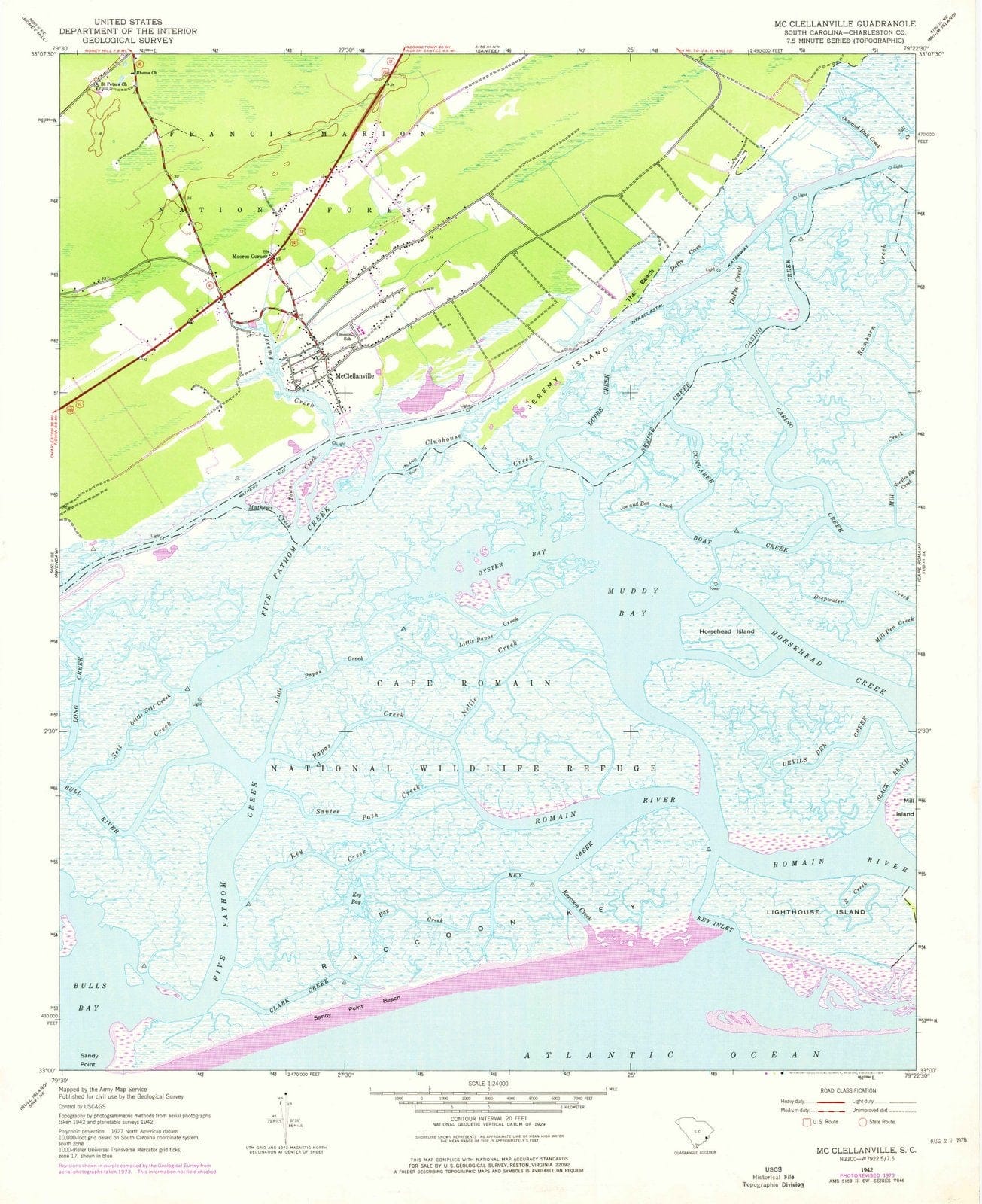 1942 Mc Clellanville, SC - South Carolina - USGS Topographic Map