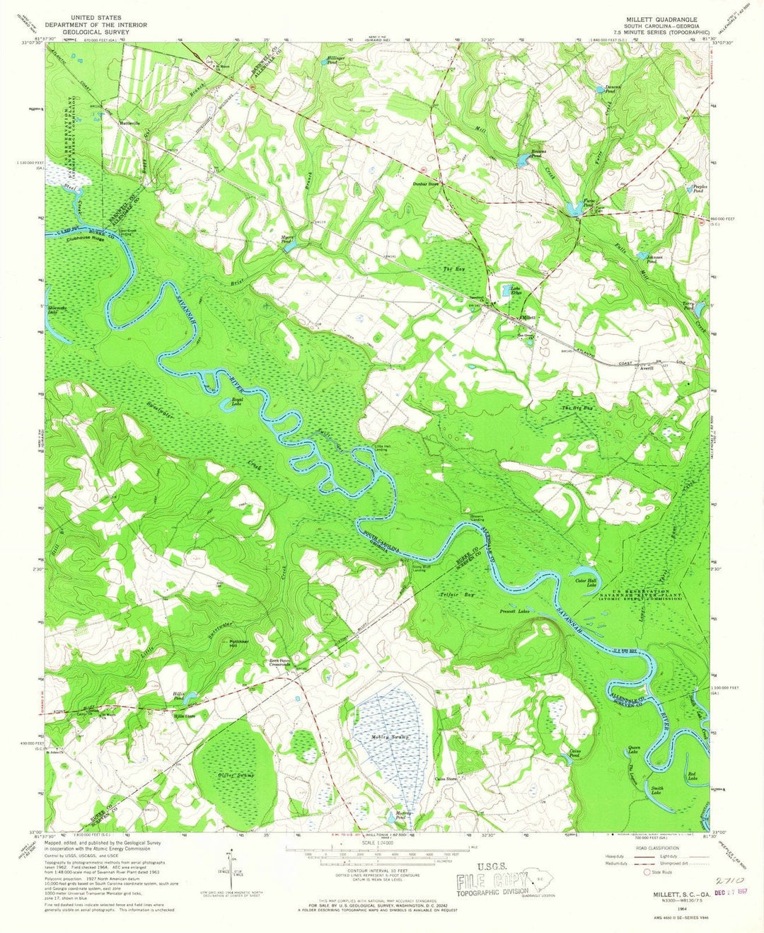 1964 Millett, SC - South Carolina - USGS Topographic Map
