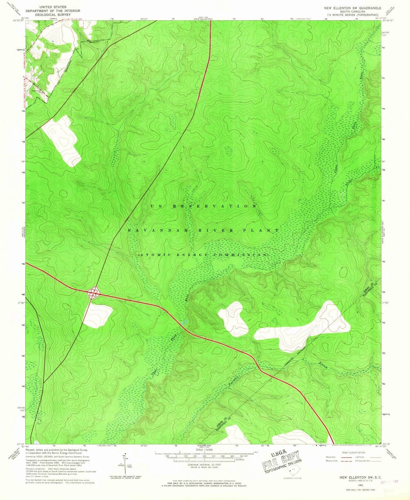 1965 New Ellenton, SC - South Carolina - USGS Topographic Map