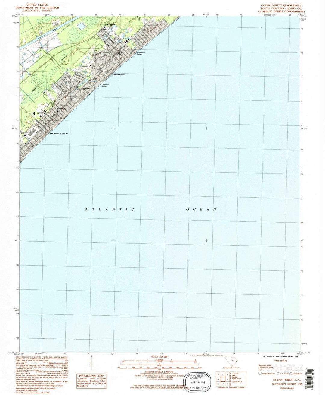 1984 Ocean Forest, SC - South Carolina - USGS Topographic Map