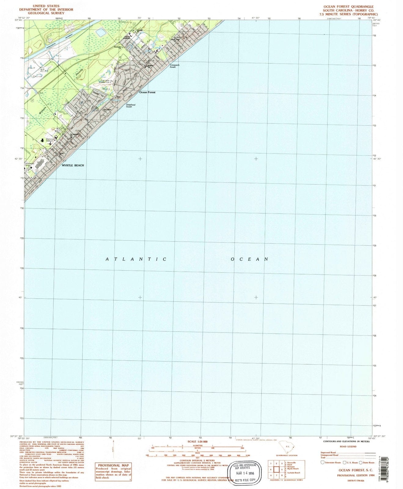 1984 Ocean Forest, SC - South Carolina - USGS Topographic Map