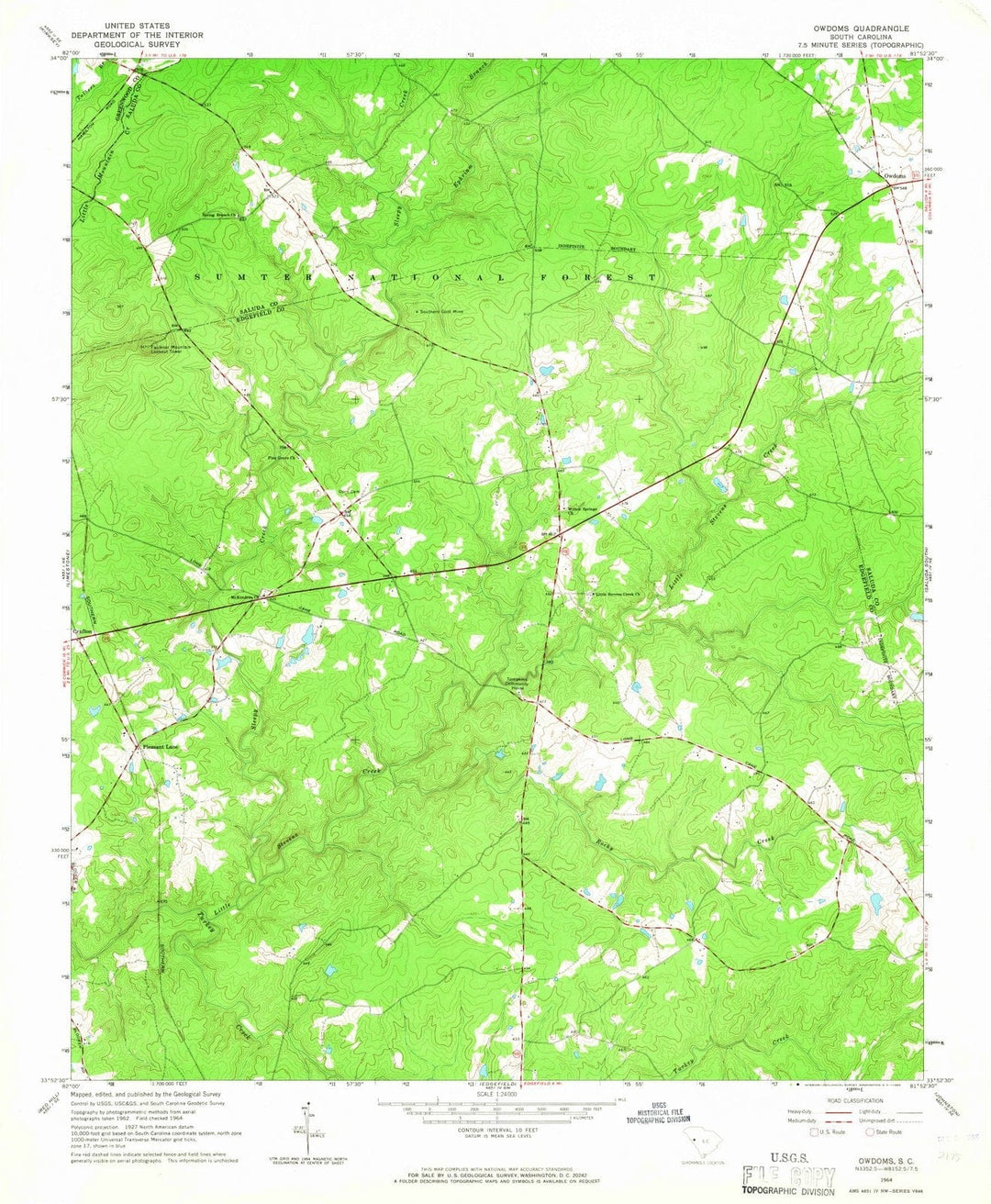1964 Owdoms, SC - South Carolina - USGS Topographic Map