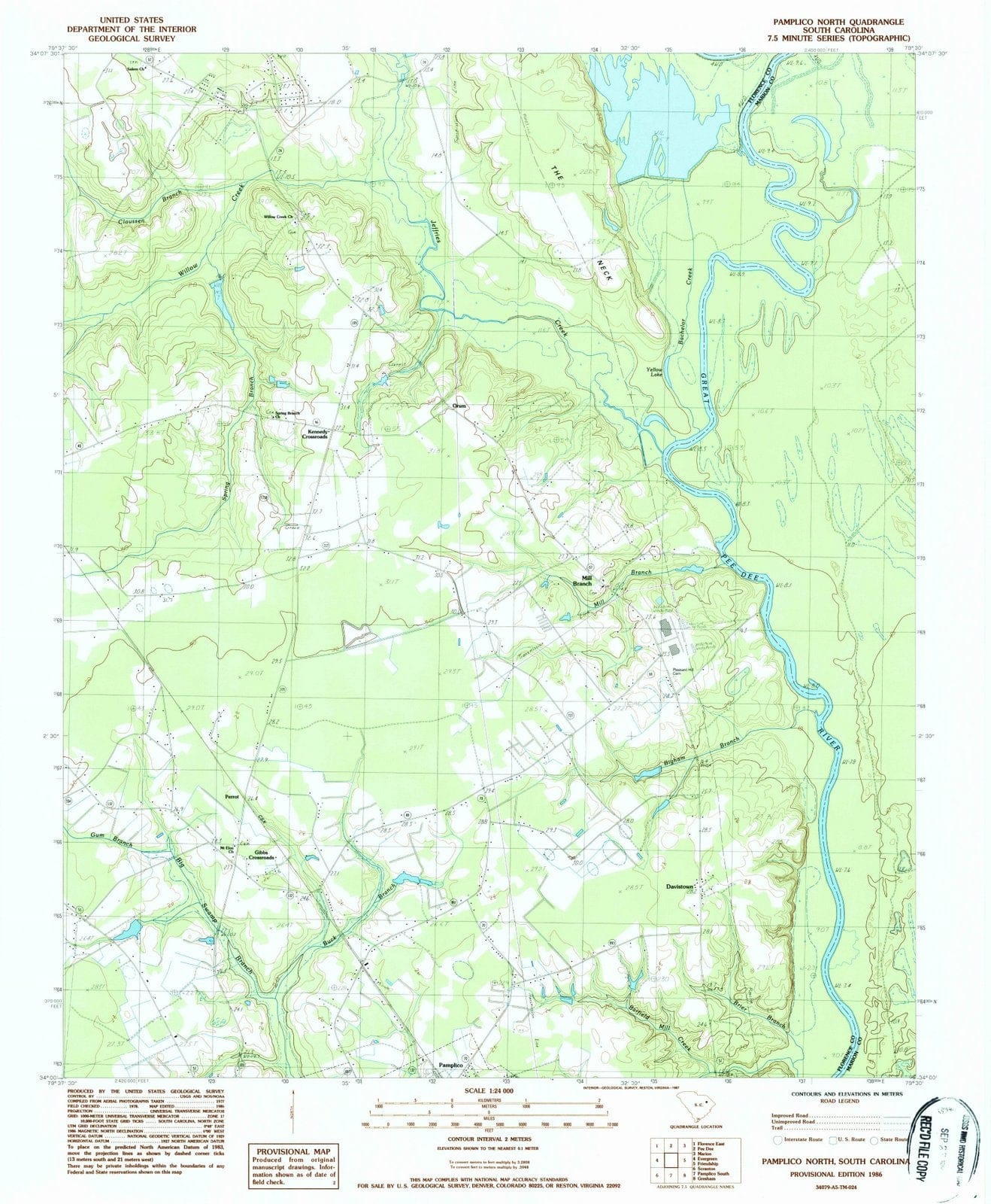 1986 Pamplico North, SC - South Carolina - USGS Topographic Map