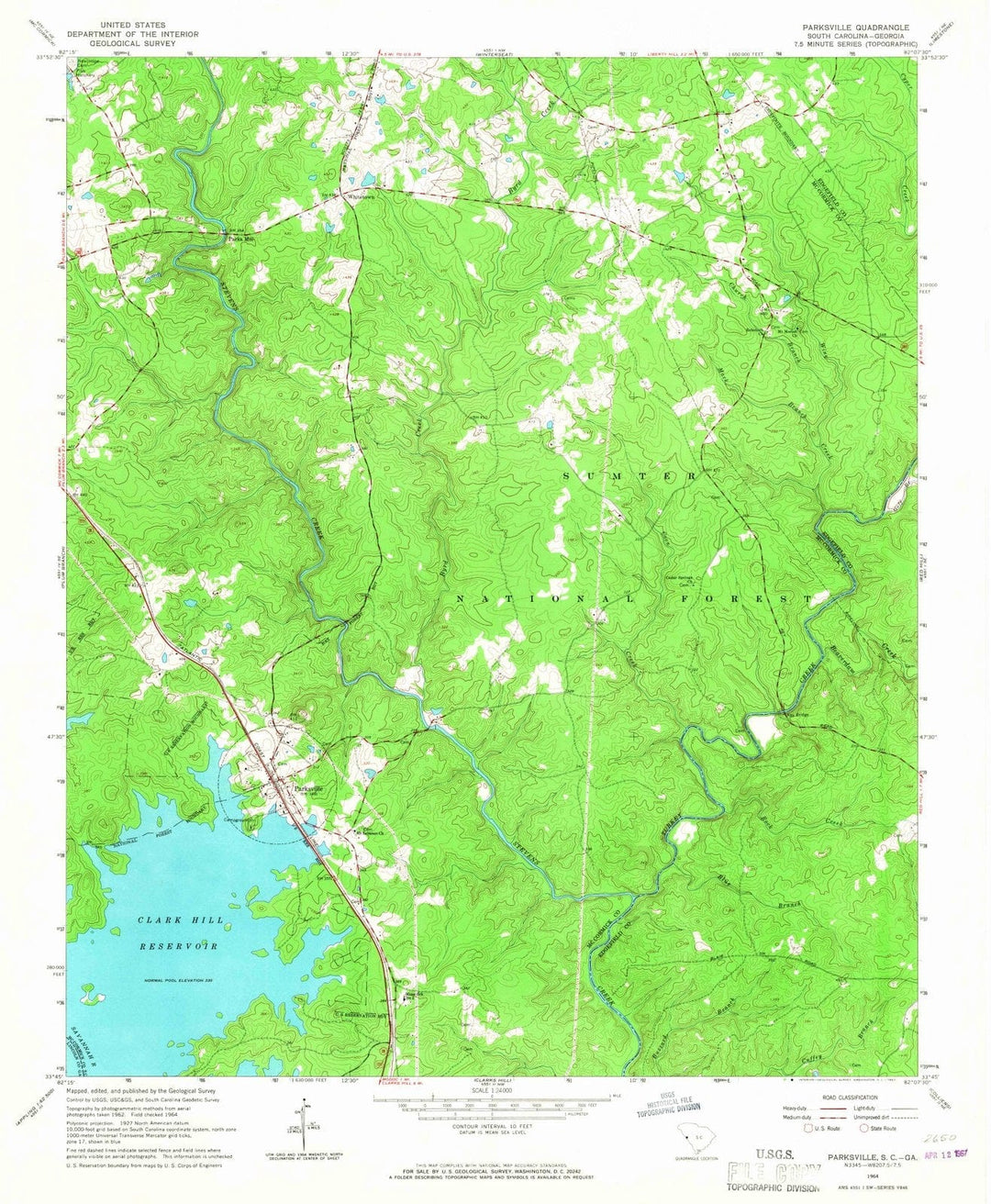 1964 Parksville, SC - South Carolina - USGS Topographic Map