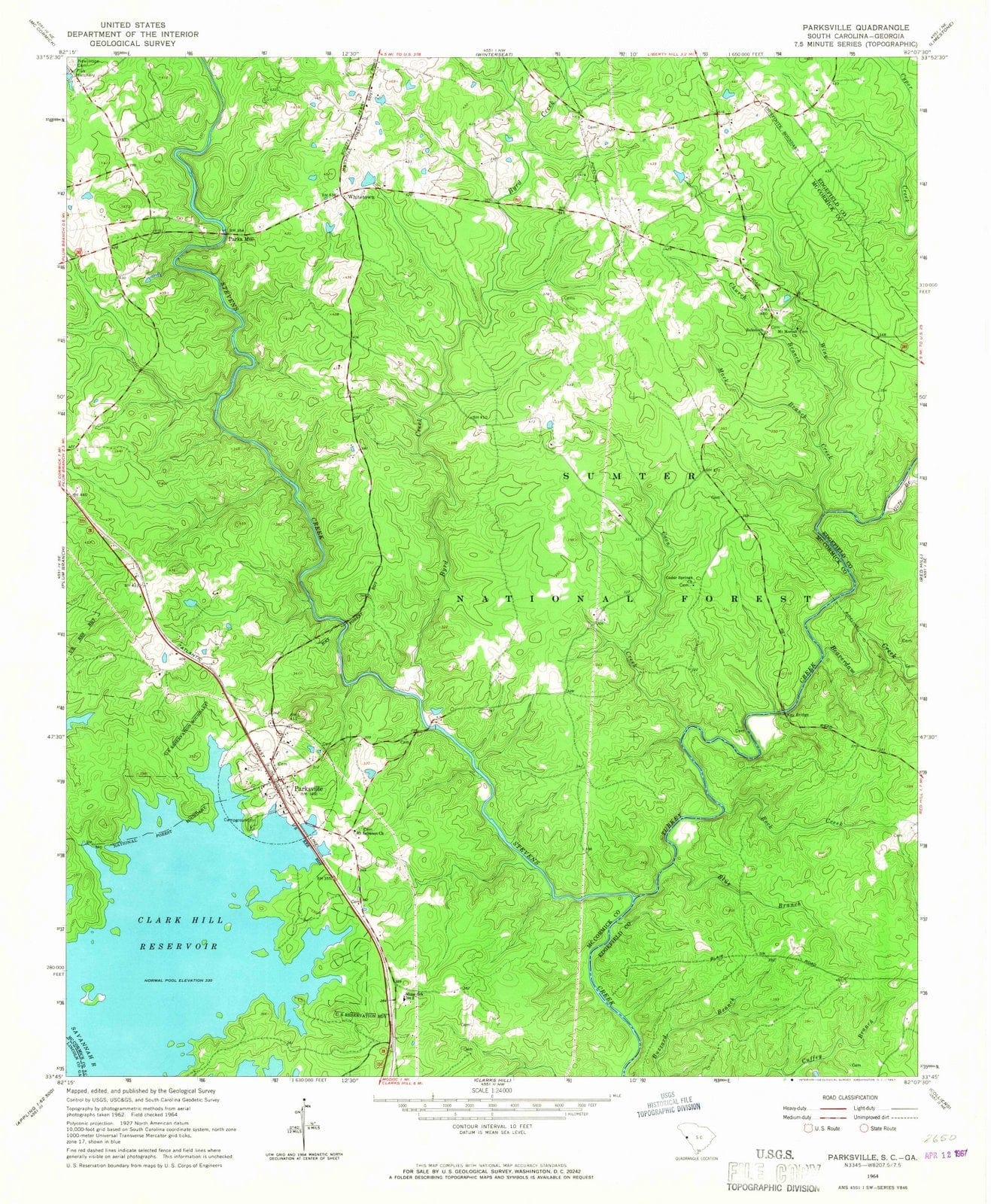 1964 Parksville, SC - South Carolina - USGS Topographic Map
