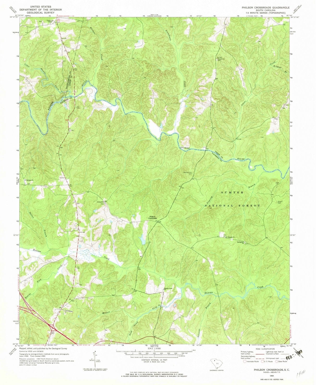 1969 Philson Crossroads, SC - South Carolina - USGS Topographic Map