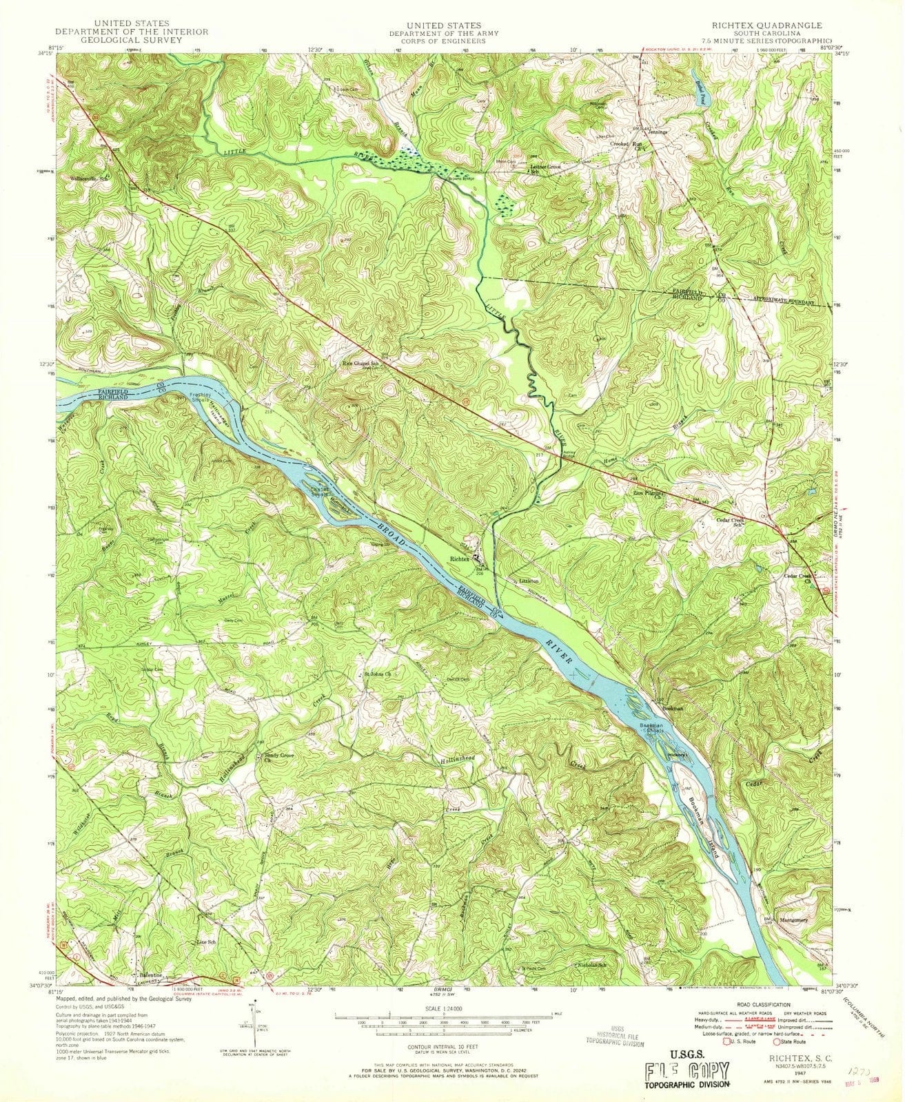 1947 Richtex, SC - South Carolina - USGS Topographic Map