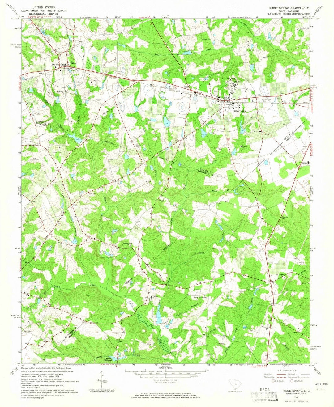 1964 Ridge Spring, SC - South Carolina - USGS Topographic Map